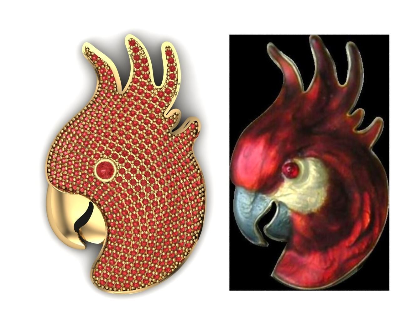 parrot necklace 3D model_2