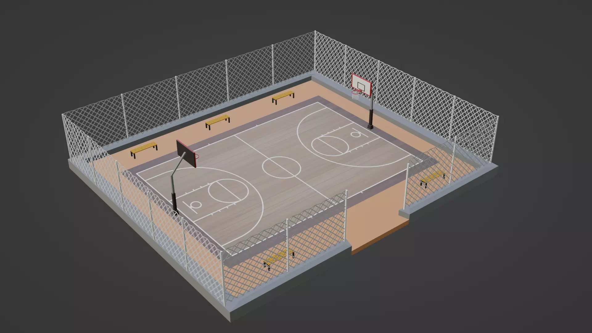 Basketball Stadium Low-poly 3D model_0