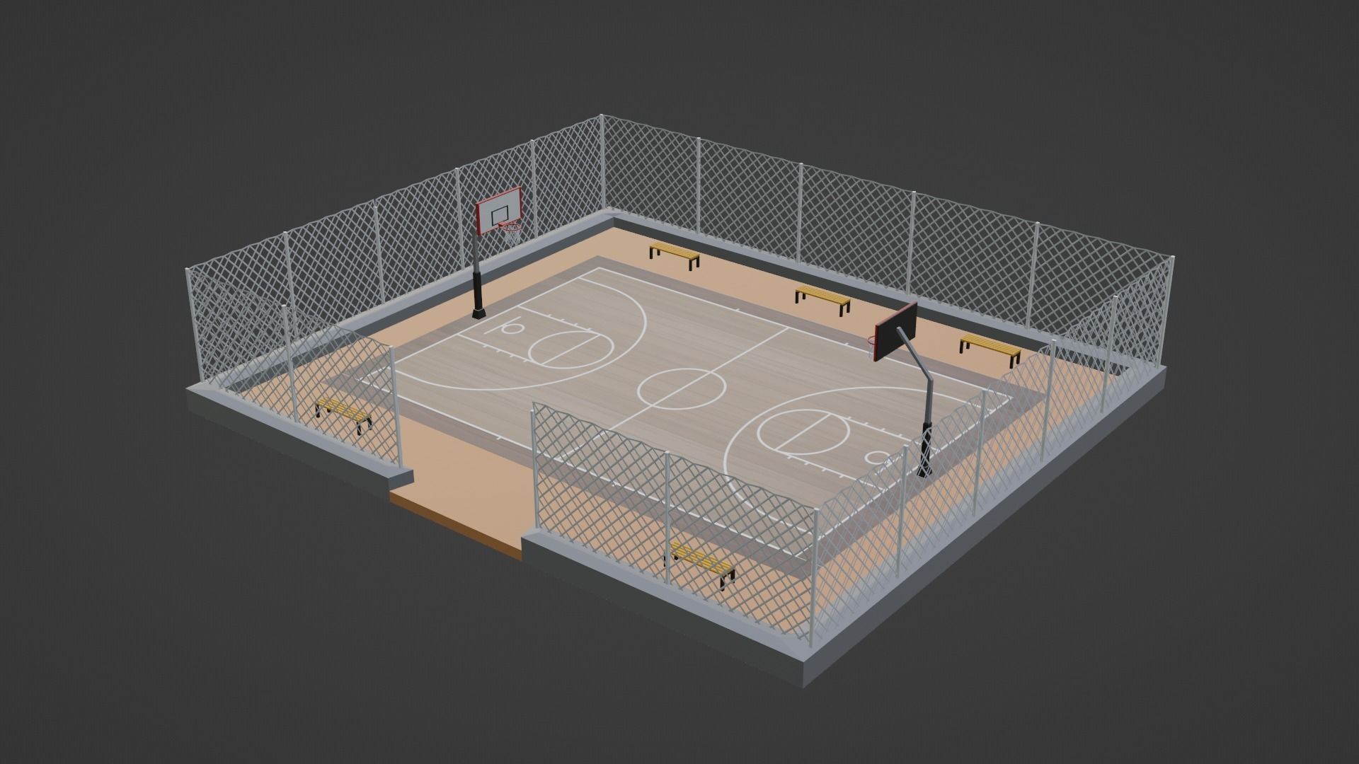 Basketball Stadium Low-poly 3D model_1
