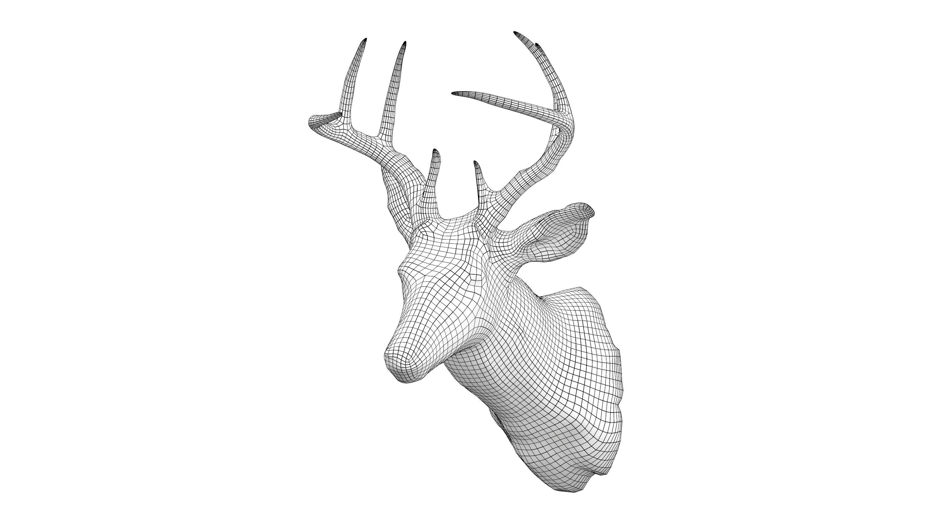 Wall Hanging Buck Deer Bust Low-poly 3D model_6