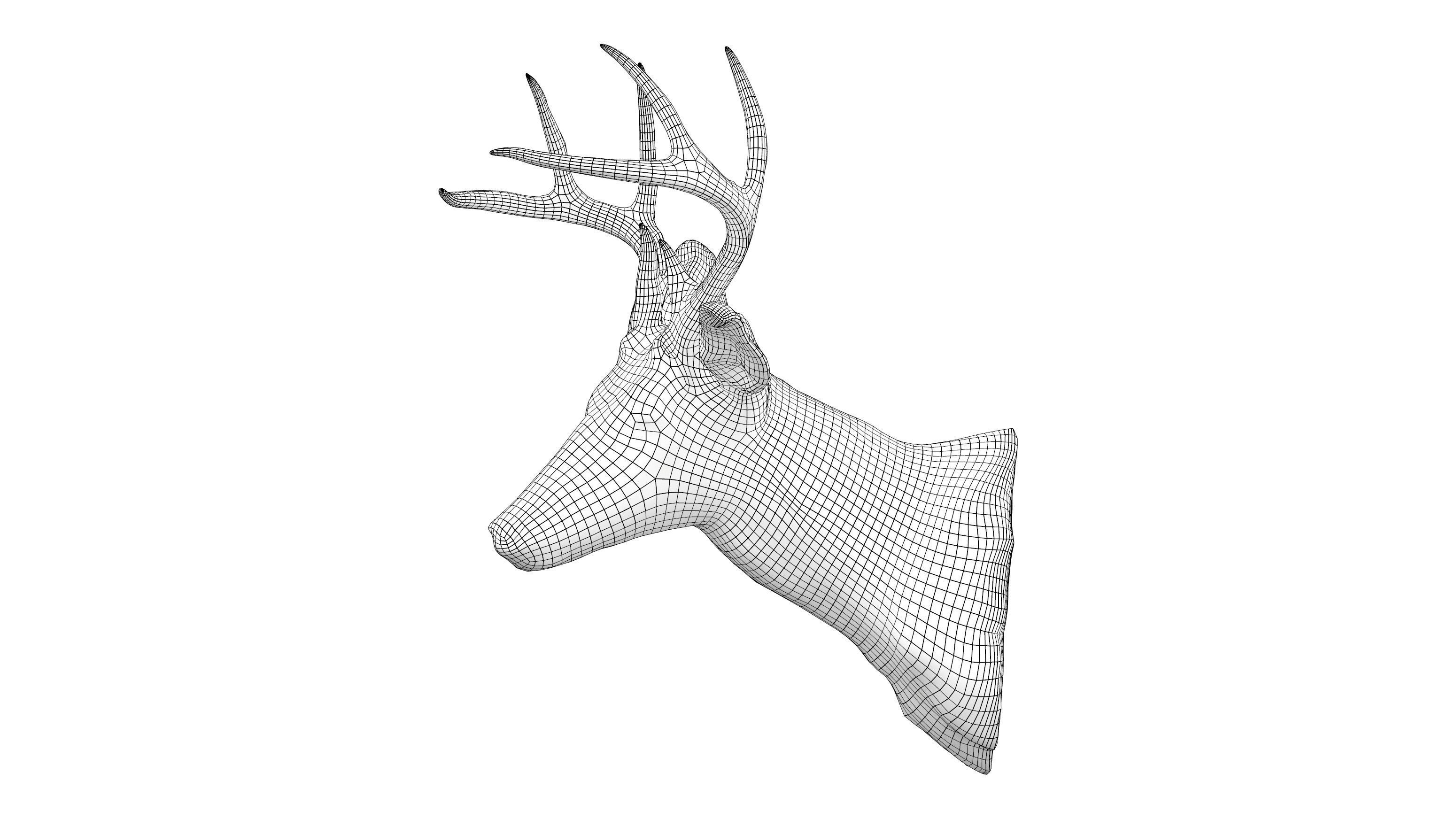Wall Hanging Buck Deer Bust Low-poly 3D model_7