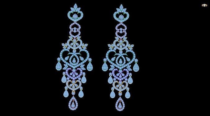 earring swarovski crystal chandelier earrings 3D print model
