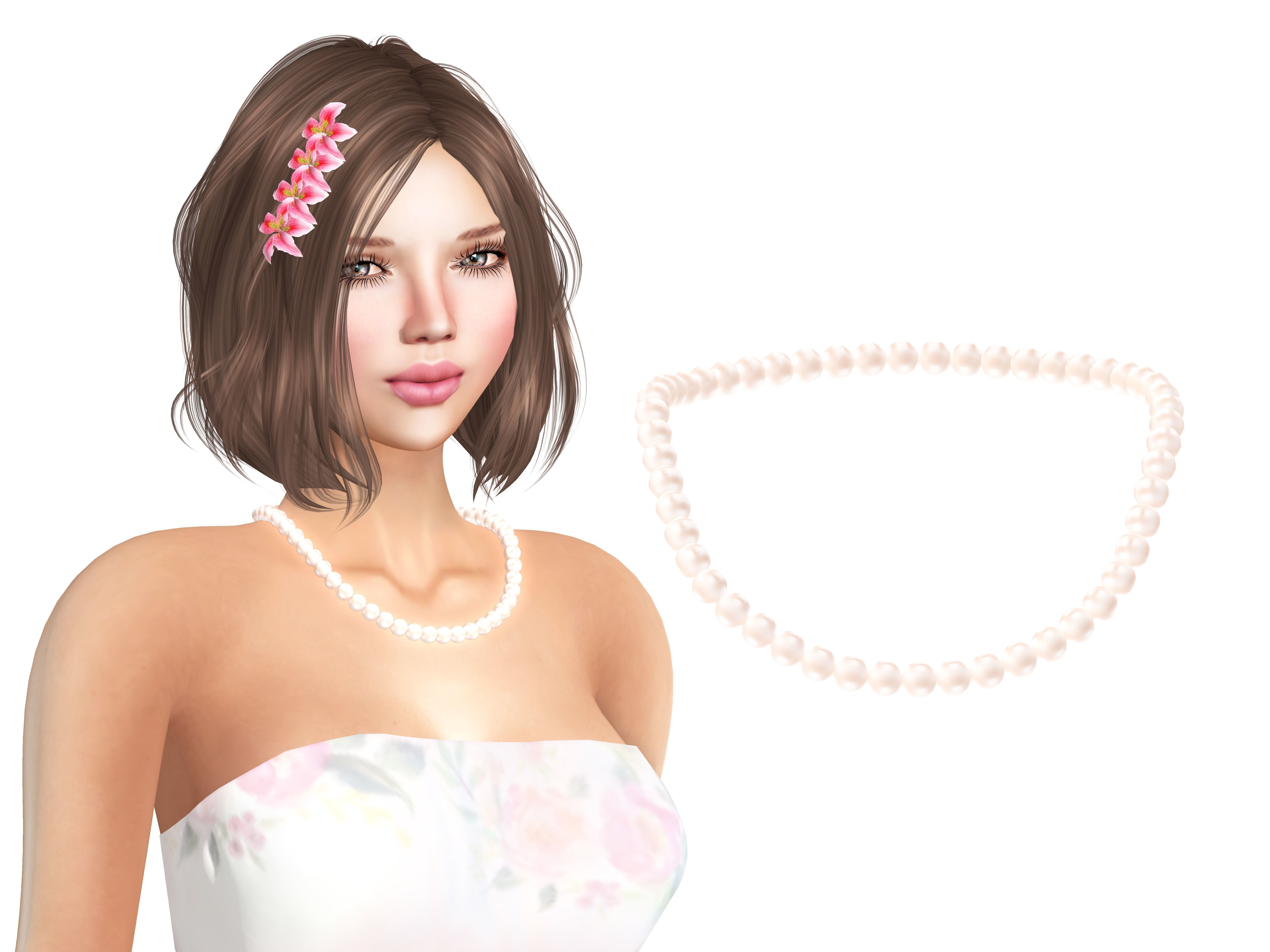 Pearl Beads Necklace Low-poly 3D model_2