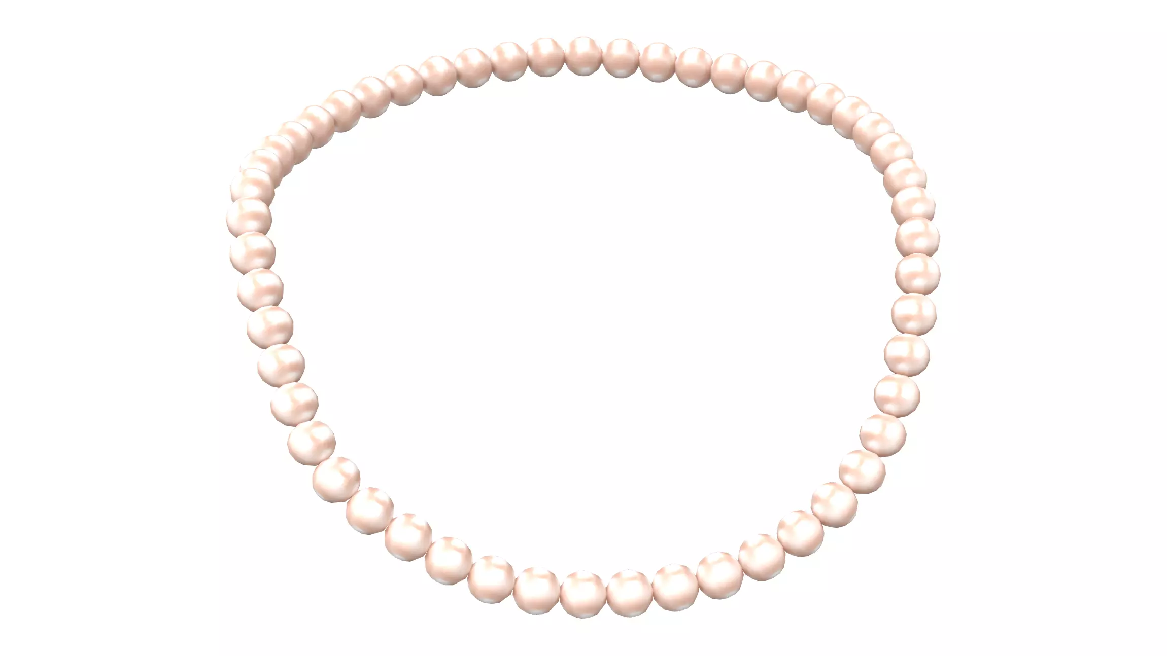 Pearl Beads Necklace Low-poly 3D model_0