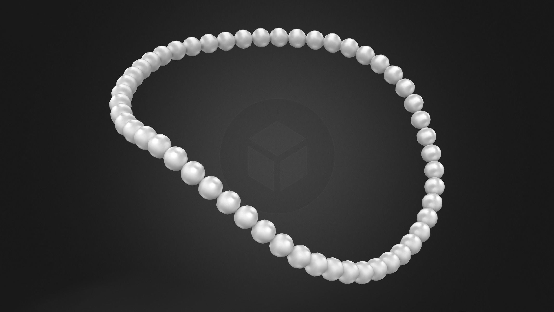 Pearl Beads Necklace Low-poly 3D model_9