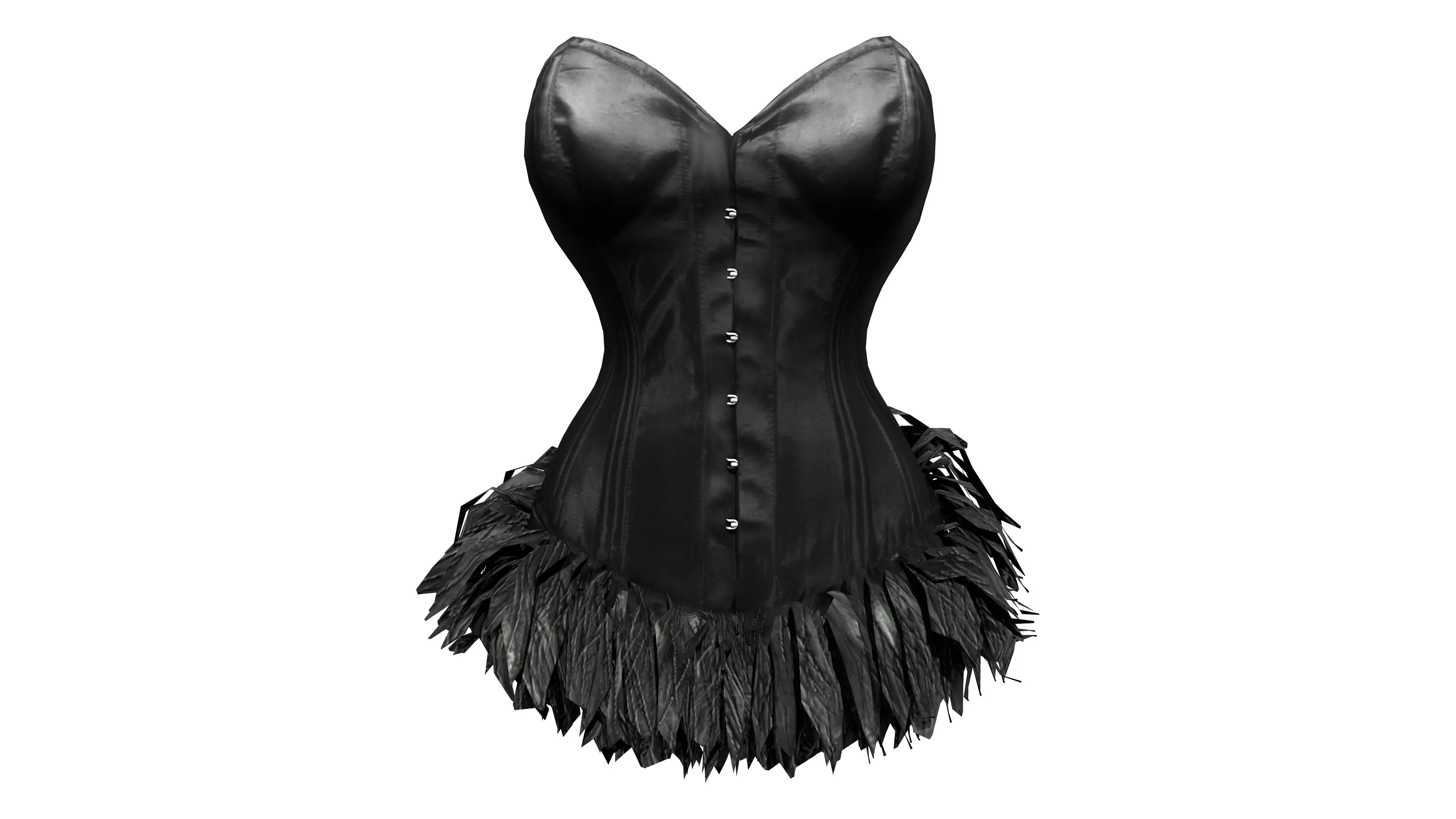 Corset with Feather Skirt Low-poly 3D model_0