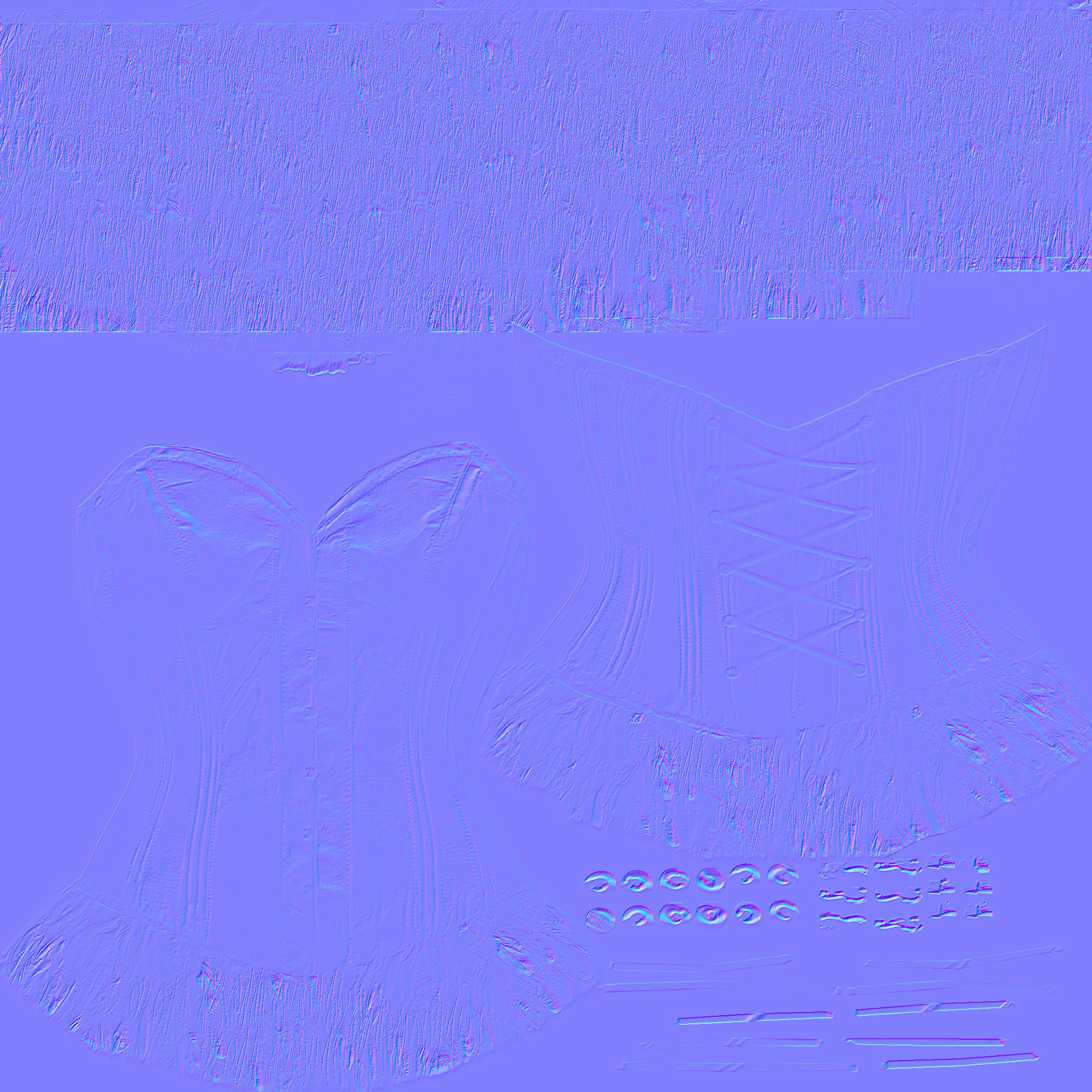 Corset with Feather Skirt Low-poly 3D model_10