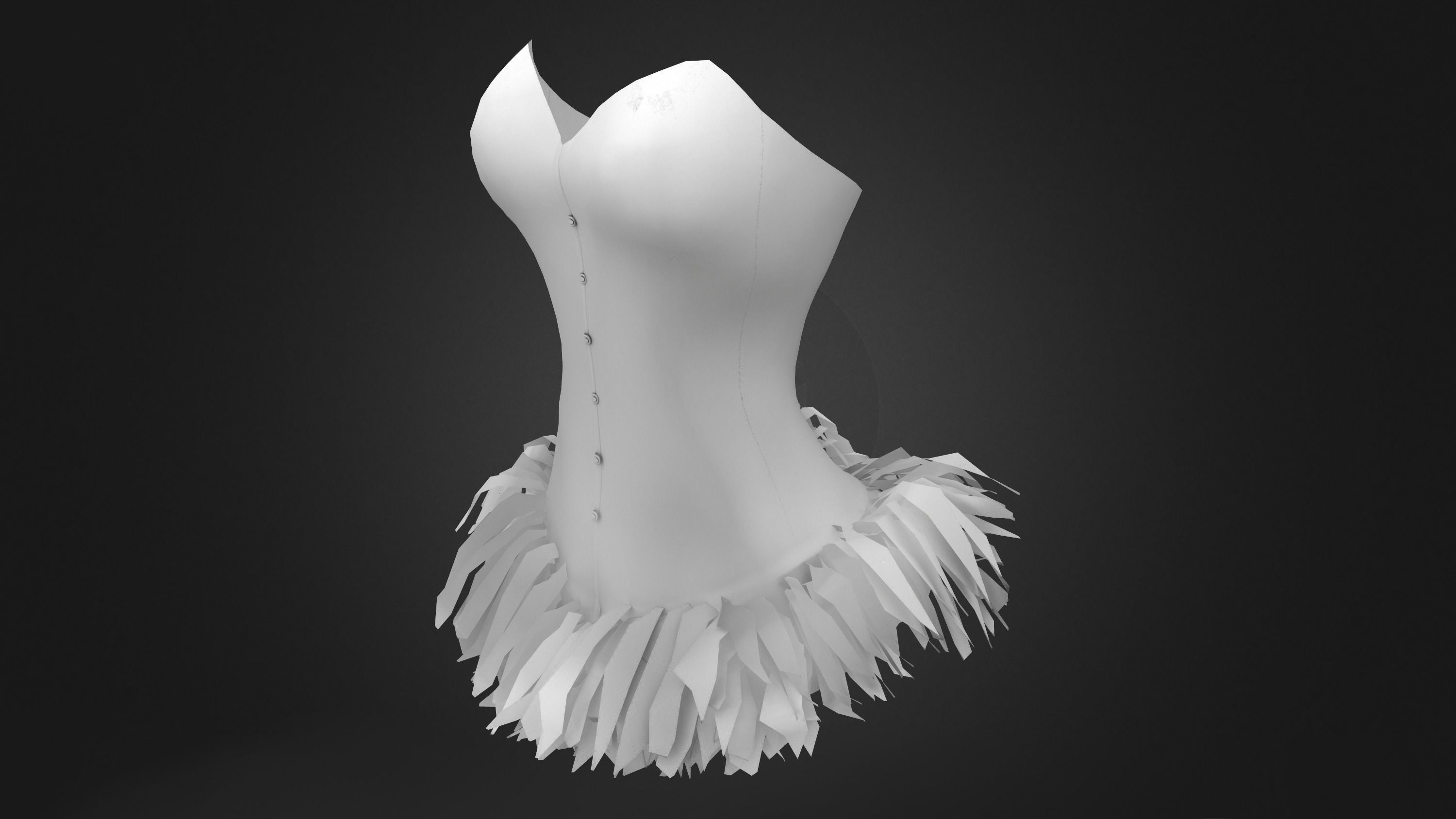 Corset with Feather Skirt Low-poly 3D model_8