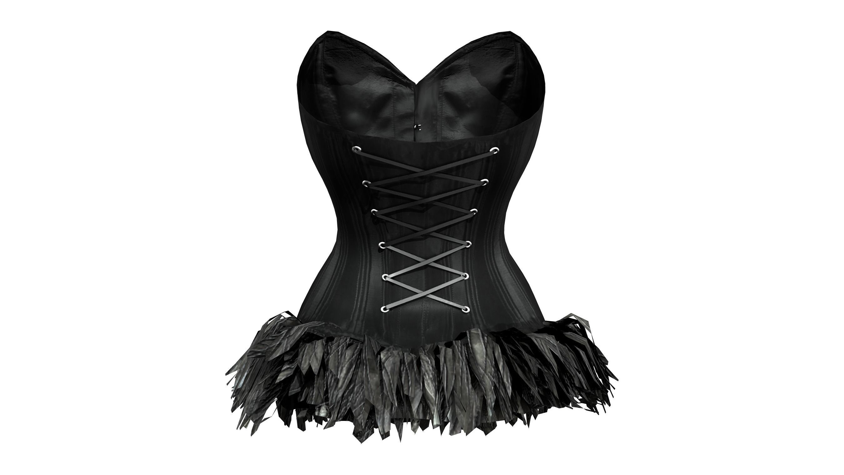 Corset with Feather Skirt Low-poly 3D model_5