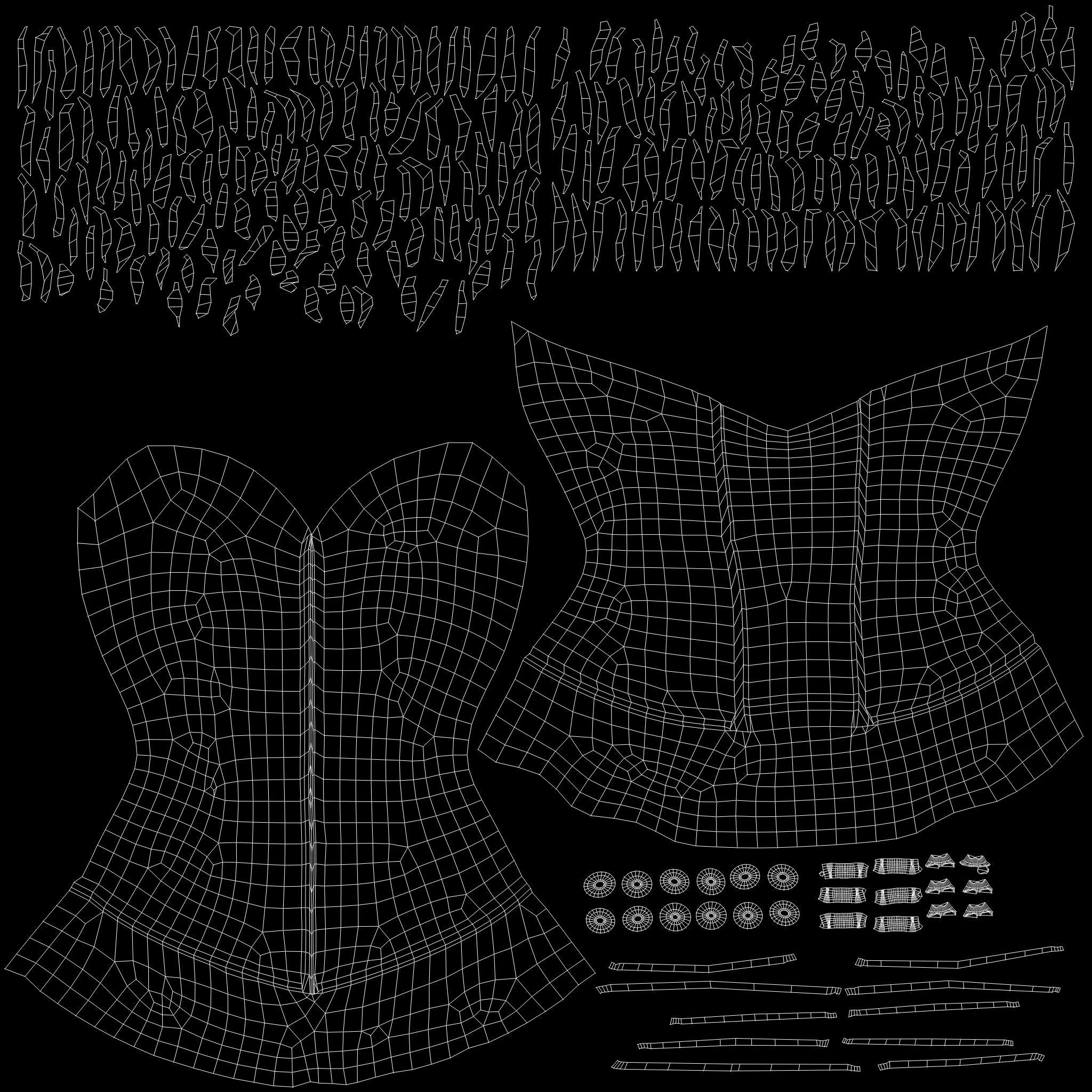 Corset with Feather Skirt Low-poly 3D model_13