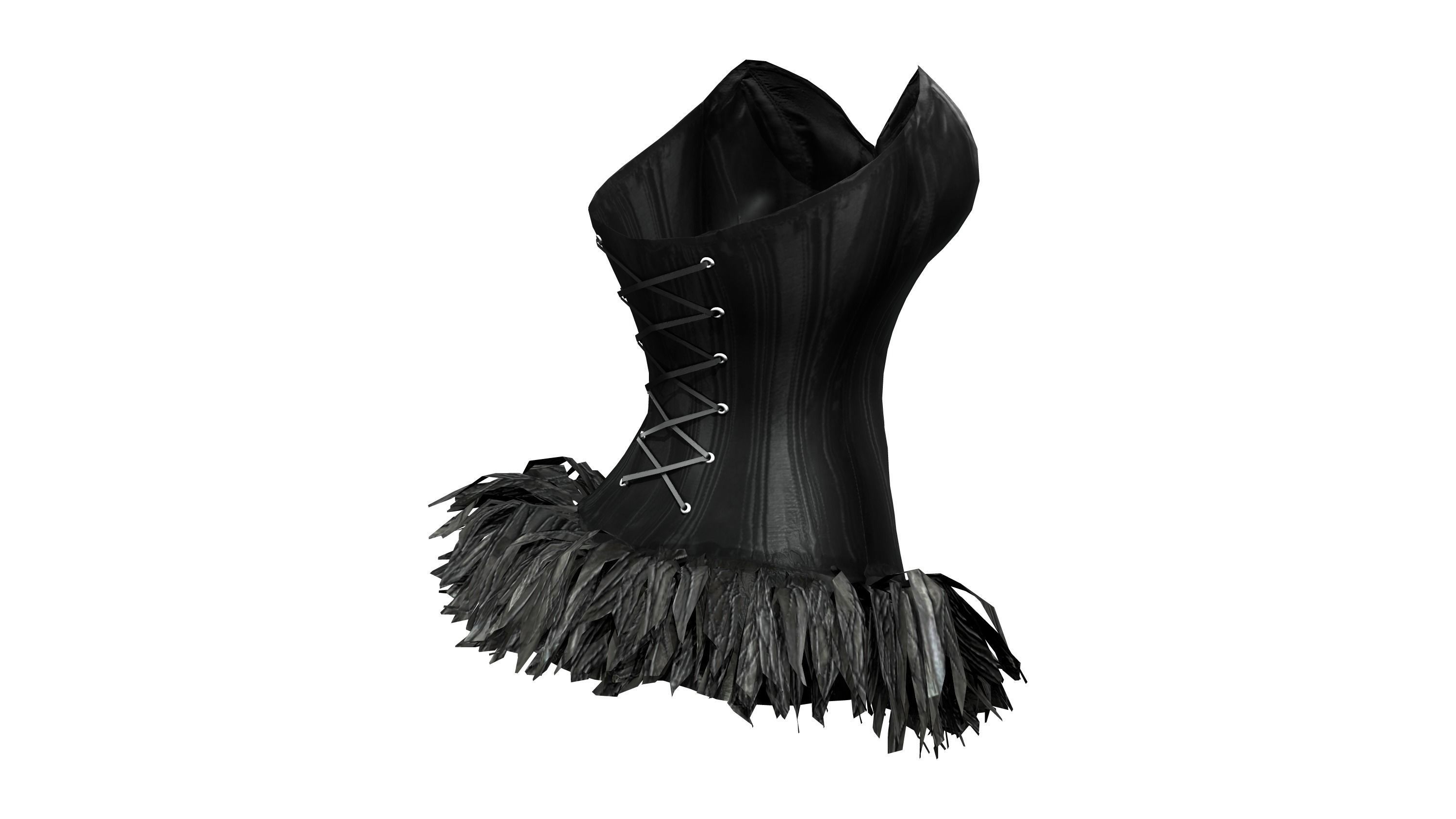 Corset with Feather Skirt Low-poly 3D model_4