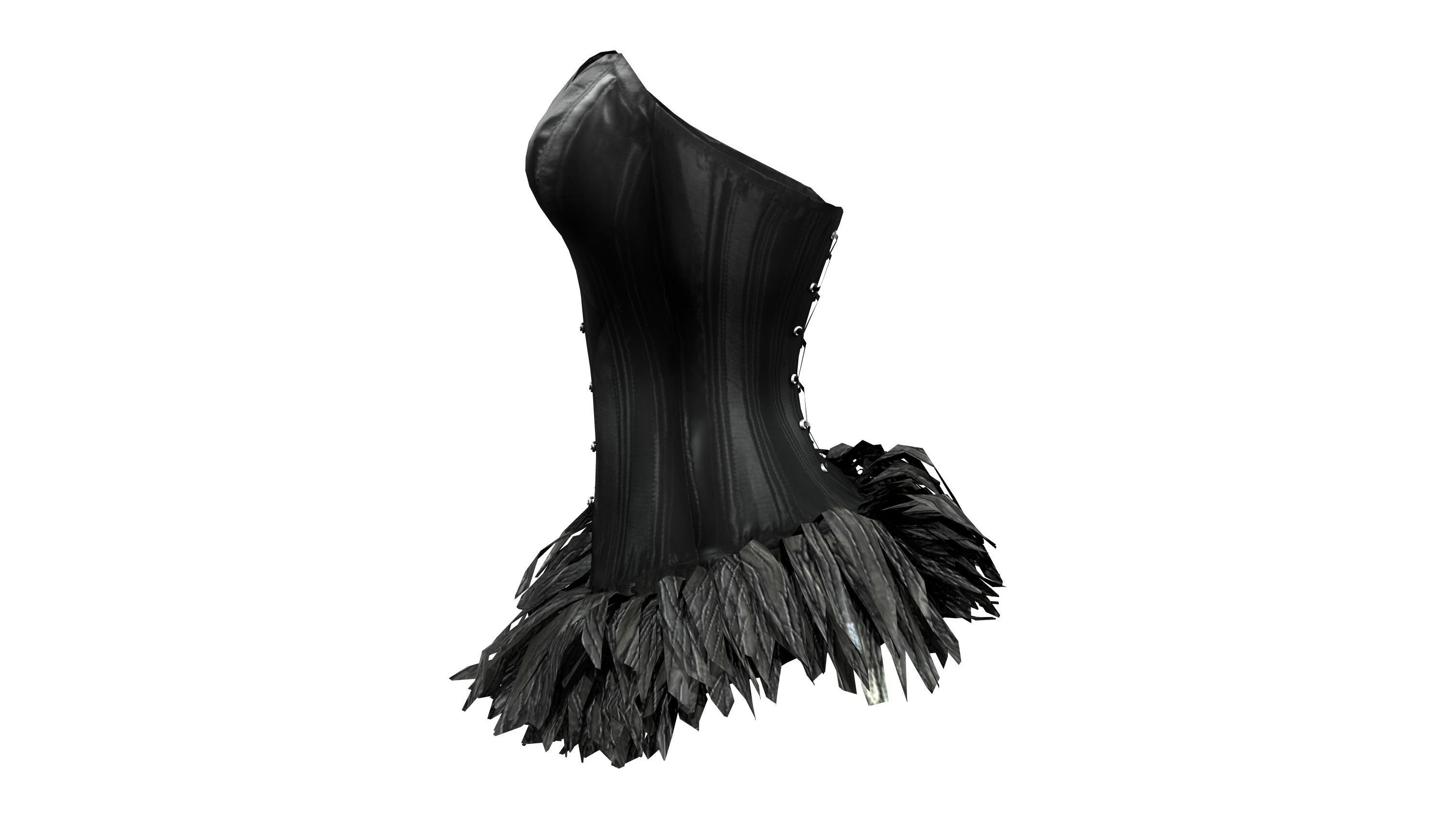 Corset with Feather Skirt Low-poly 3D model_3