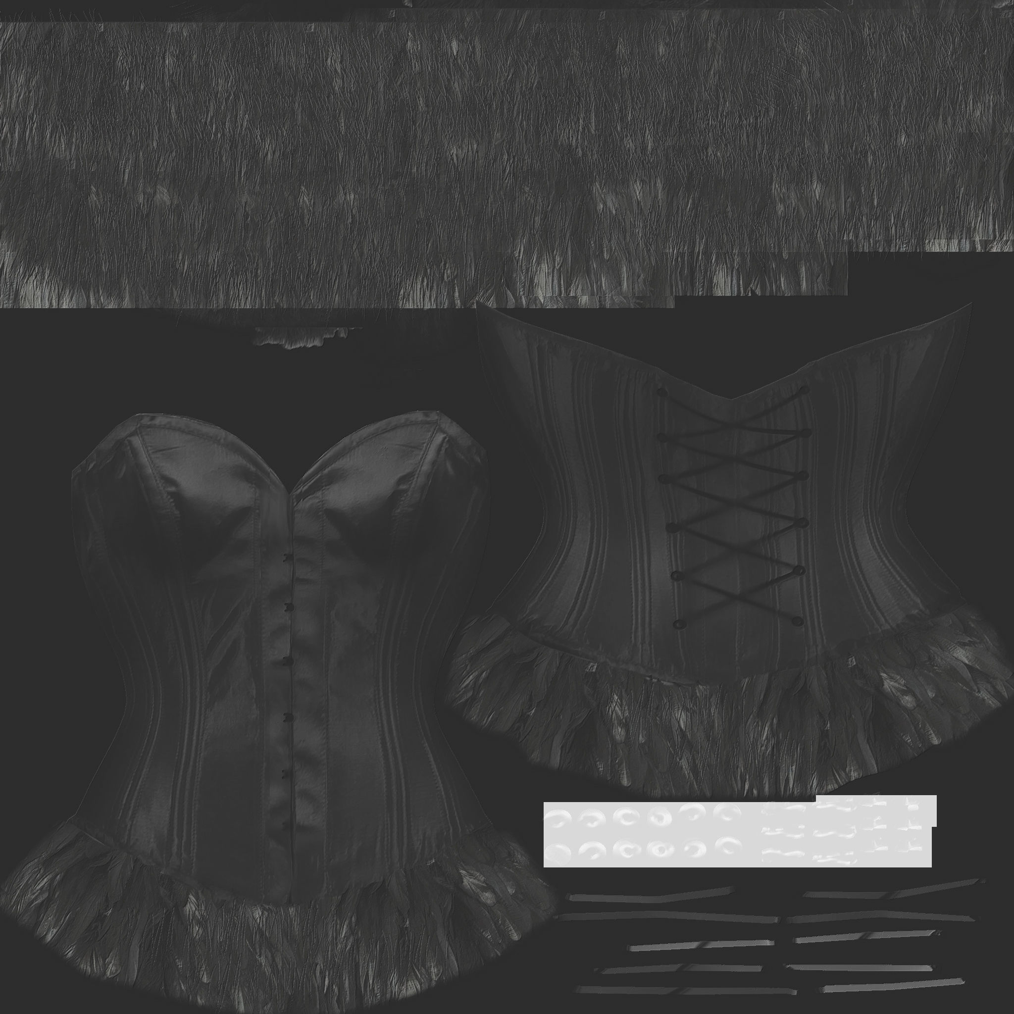 Corset with Feather Skirt Low-poly 3D model_11