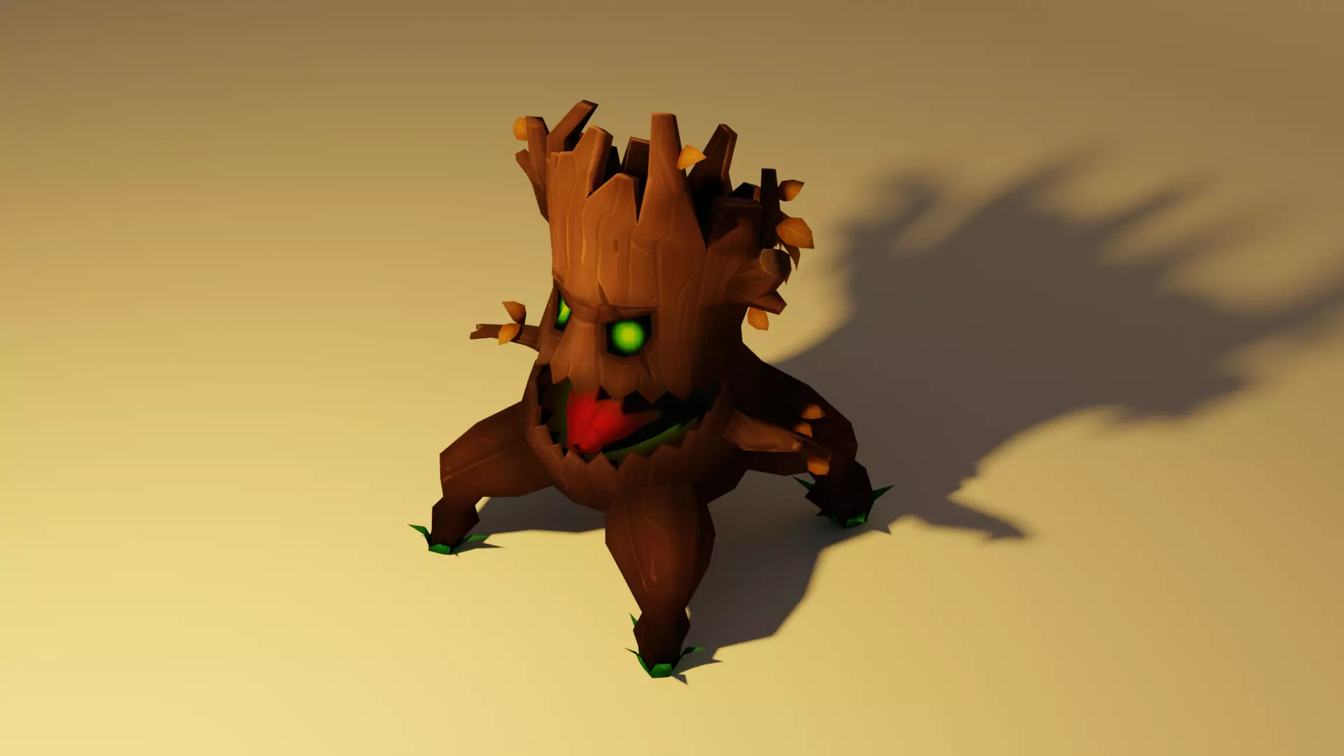 Tree Monster Model 3D model Tree monster low poly model render in blender VR / AR / low ...