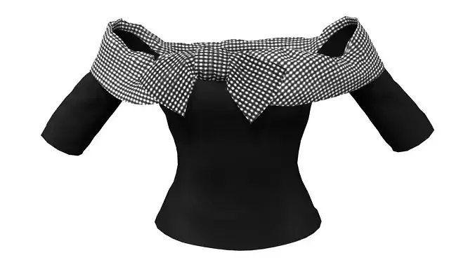 Off Shoulder Bow Top Low-poly 3D model