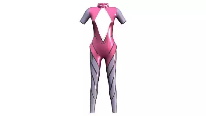 Open Front and Back Short Sleeves Shiny Jumpsuit