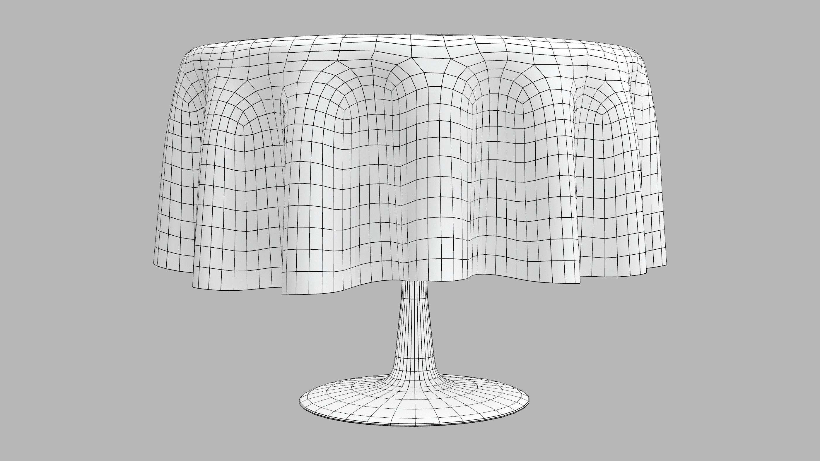 Round Table With Table Cloth Low-poly 3D model_6