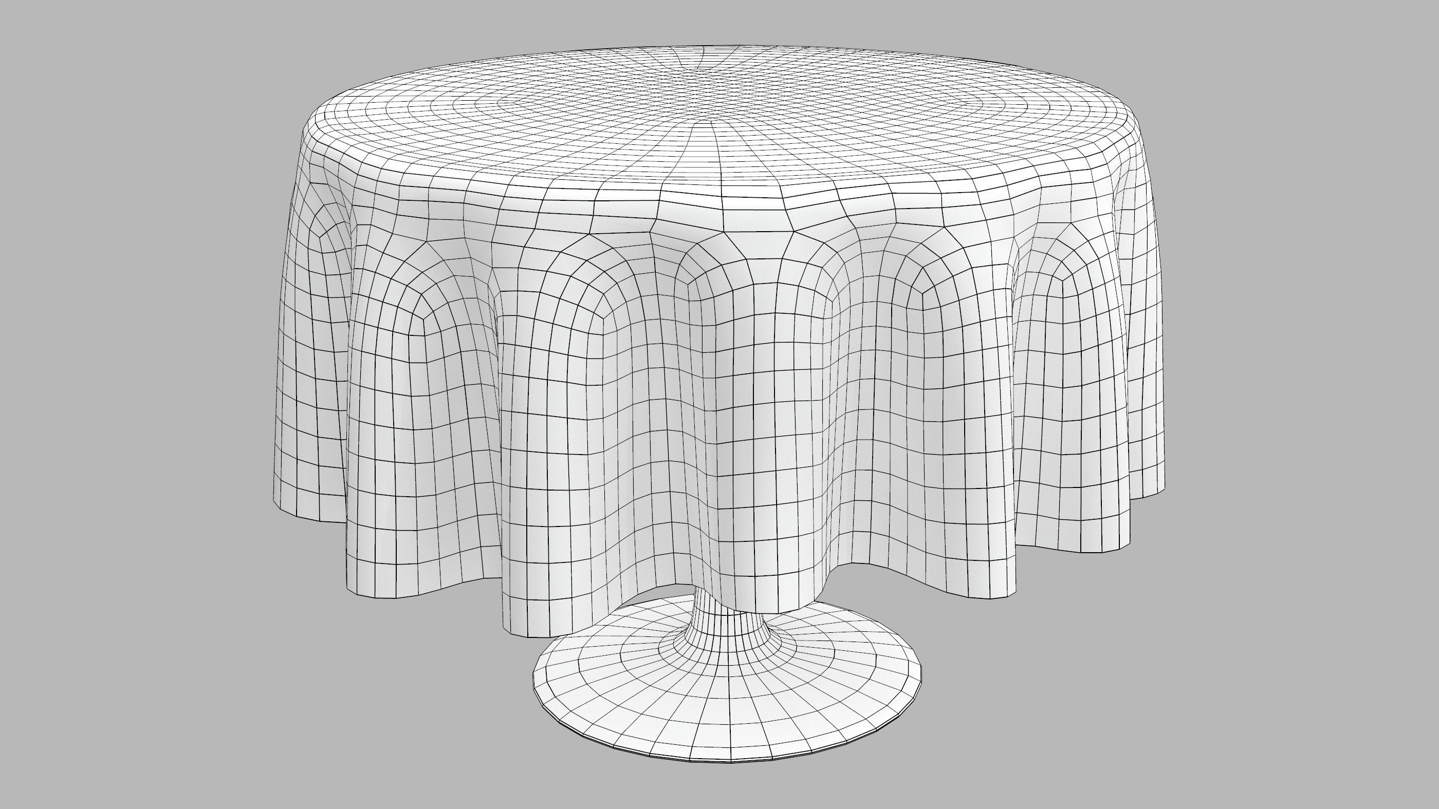 Round Table With Table Cloth Low-poly 3D model_5