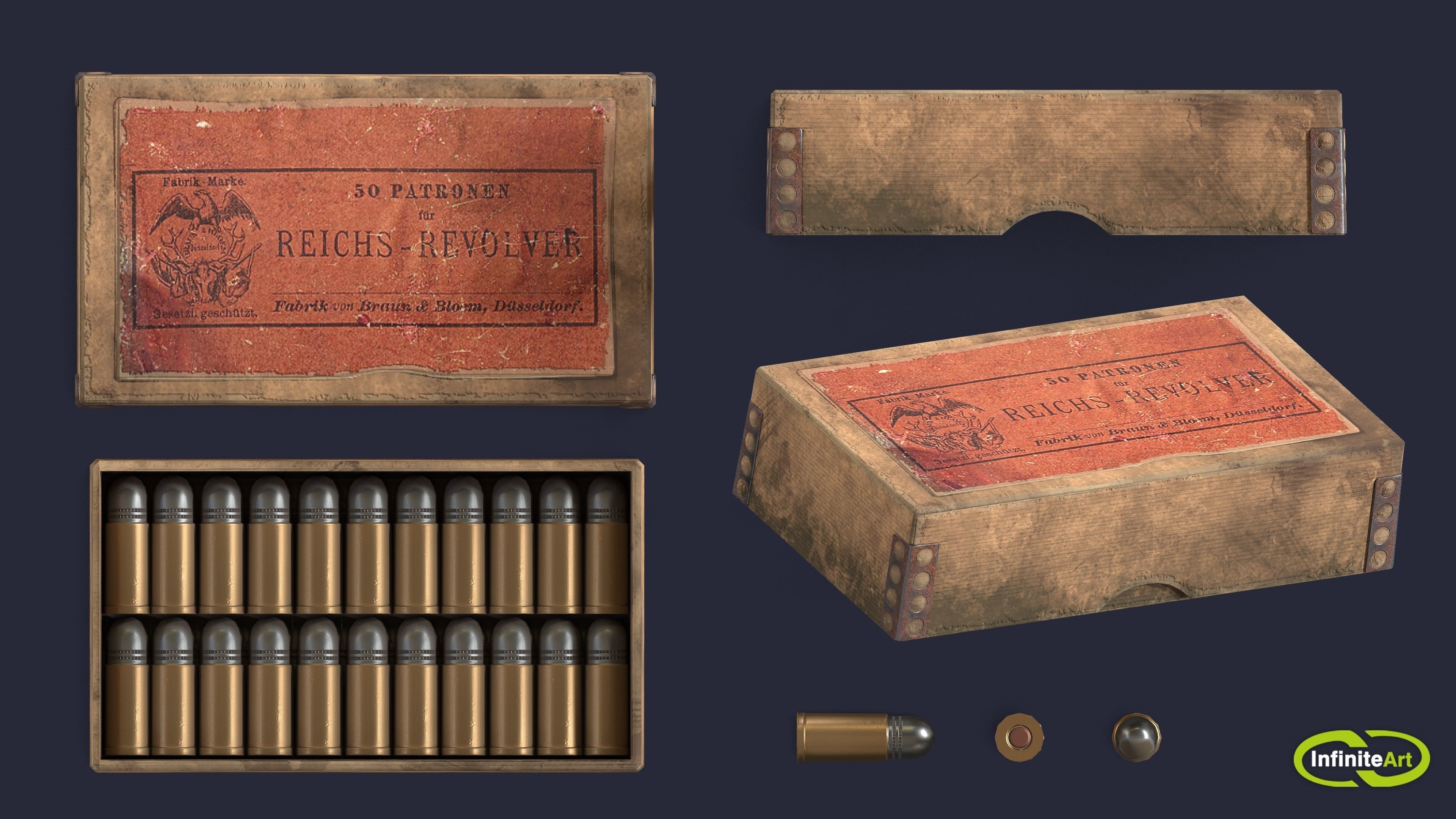 Revolver cartridges Low-poly 3D model_4