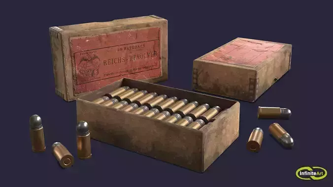 Revolver cartridges Low-poly 3D model Revolver cartridges Low-poly 3D model