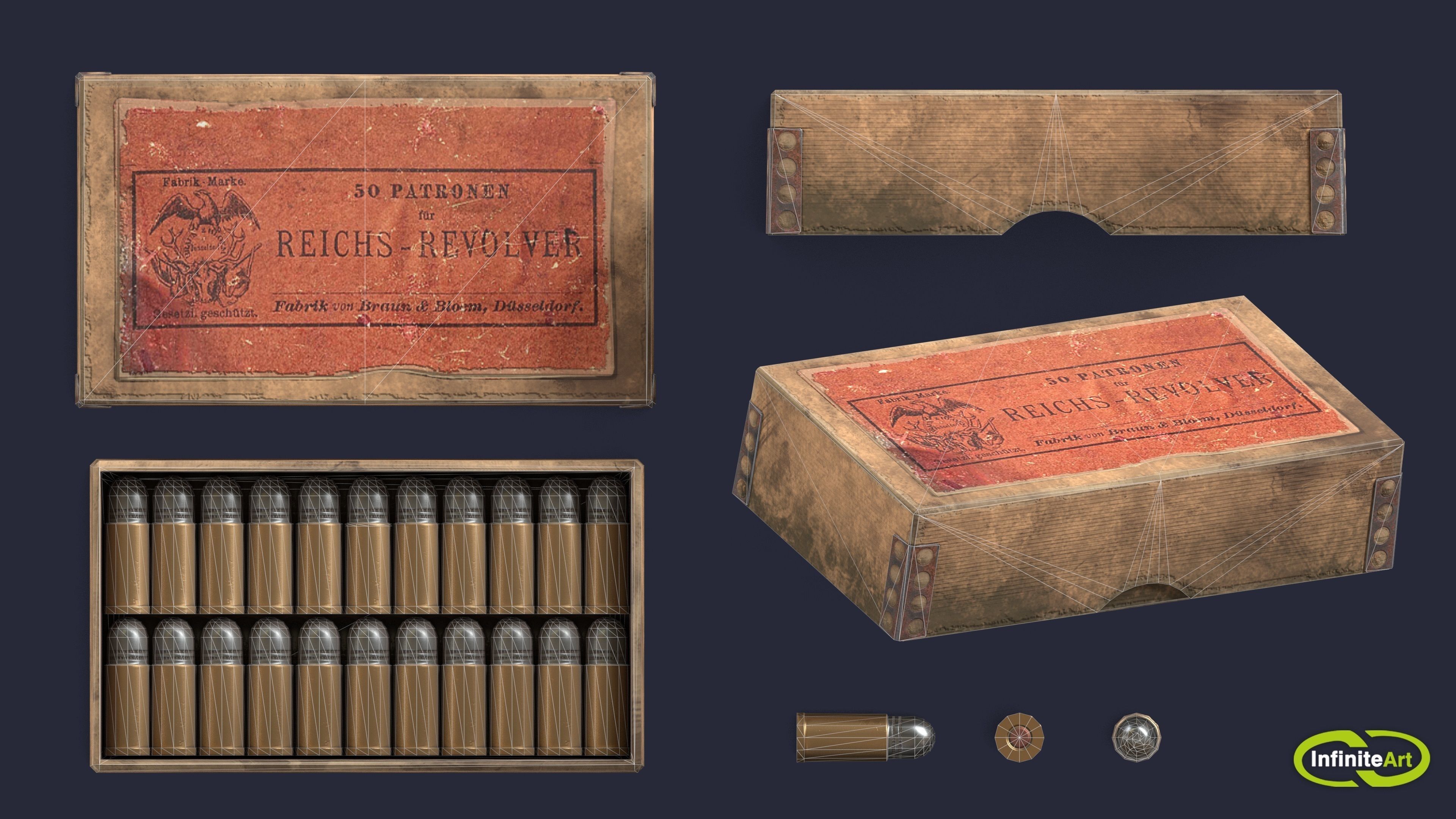 Revolver cartridges Low-poly 3D model_6