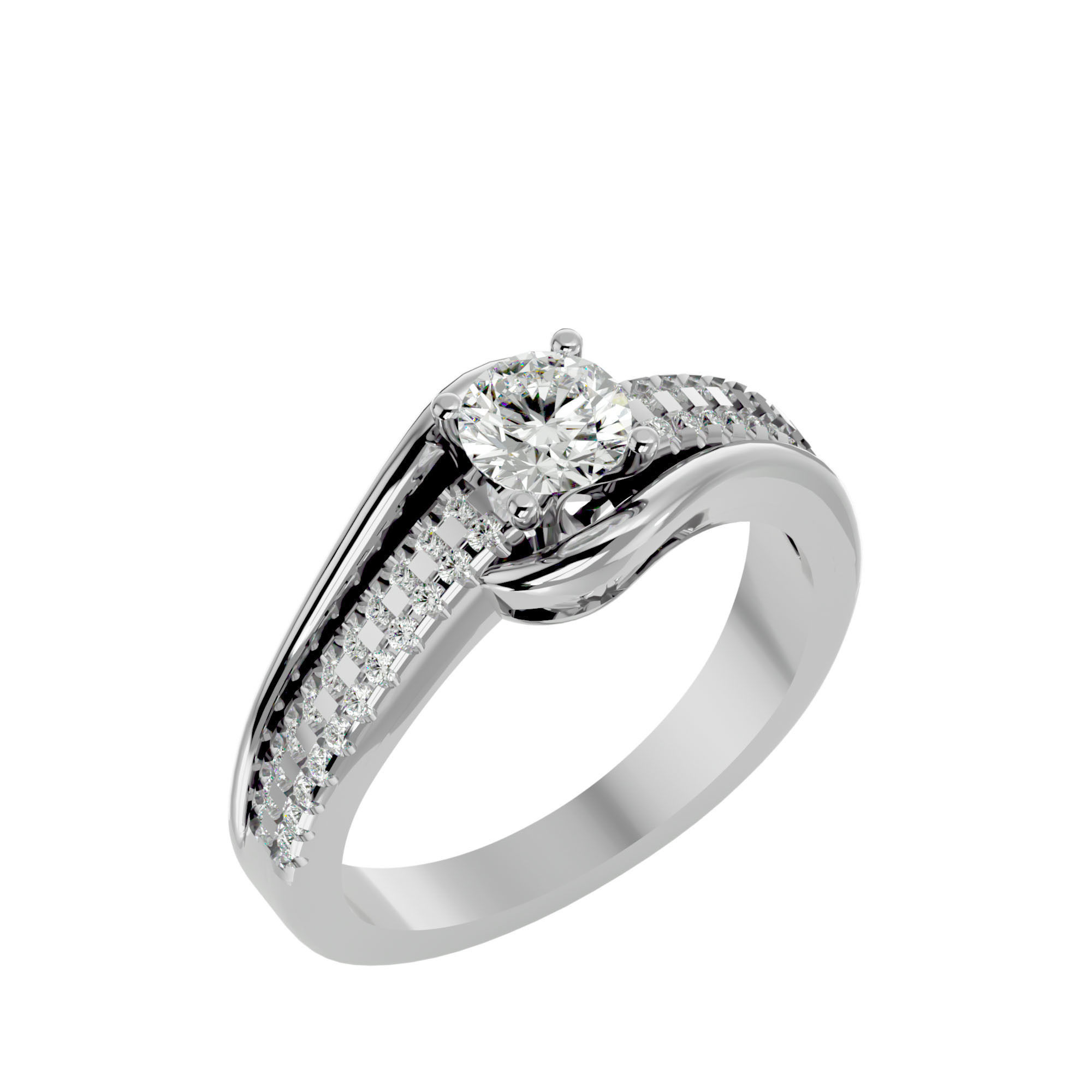 Solitaire ring model 3D print model_11