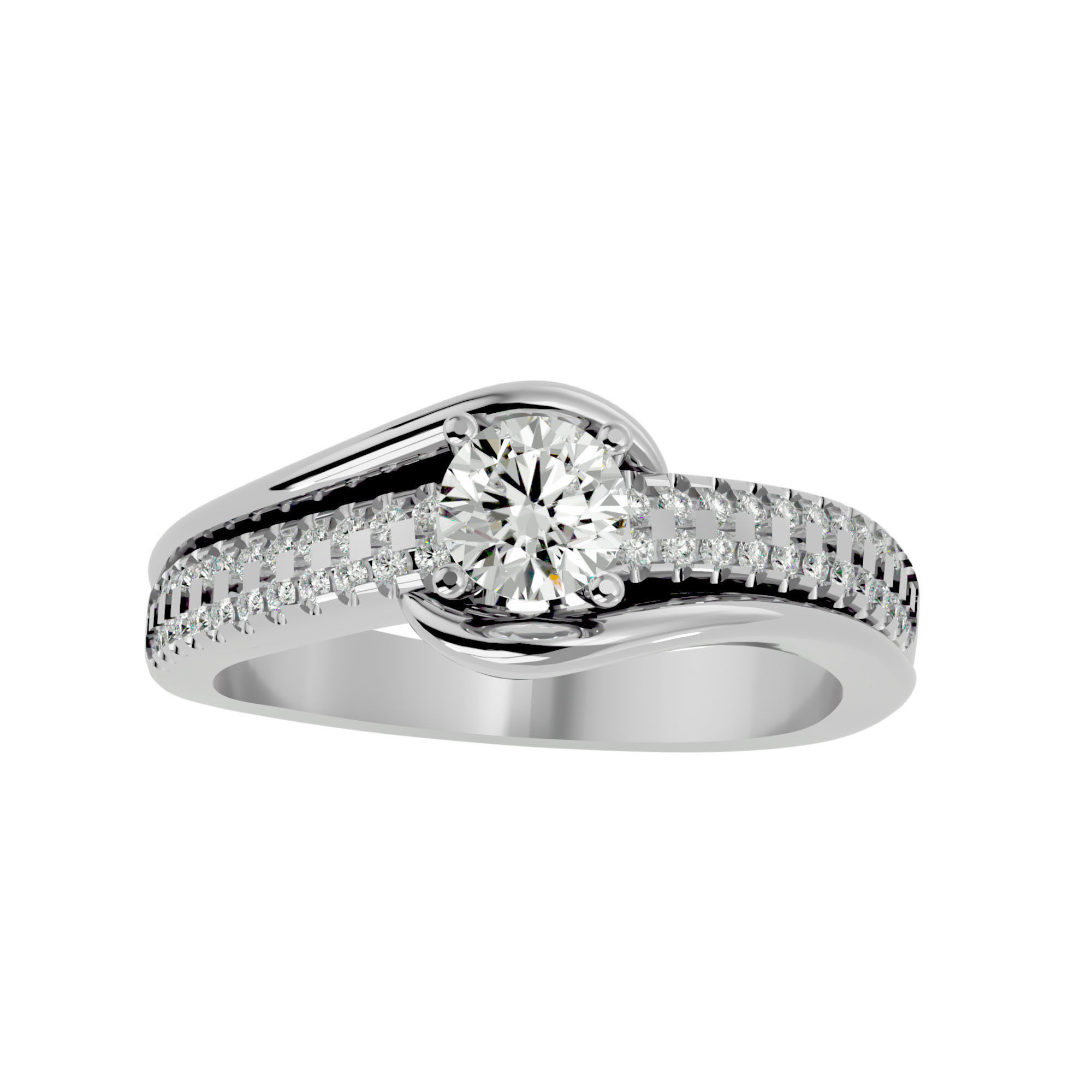 Solitaire ring model 3D print model_4