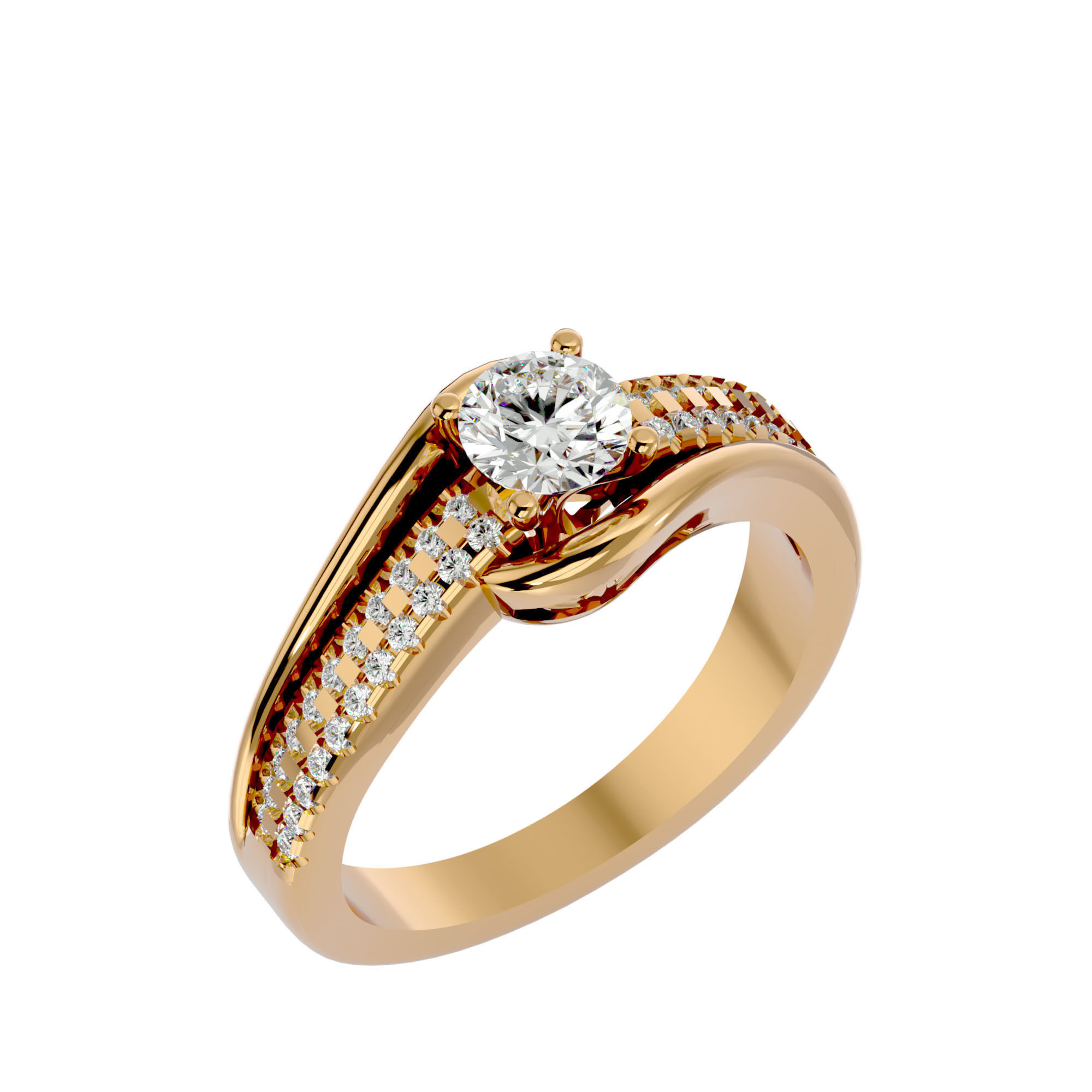 Solitaire ring model 3D print model_12