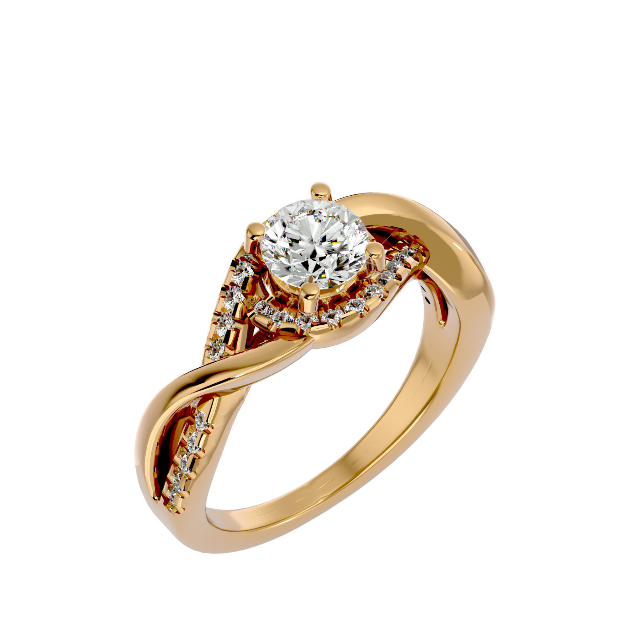 Solitaire ring model 3D print model_12