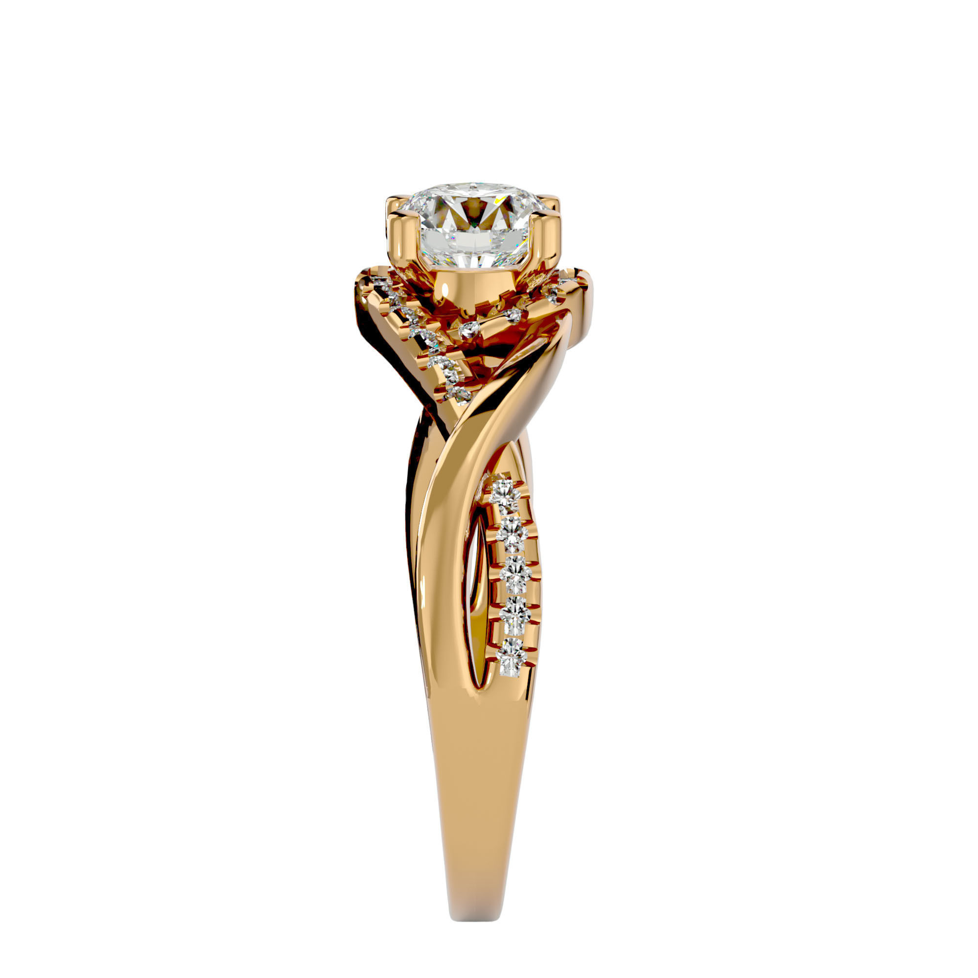 Solitaire ring model 3D print model_8