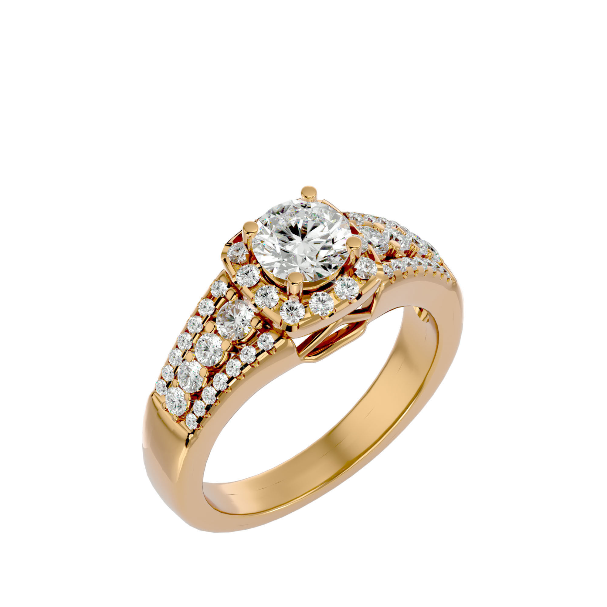 Solitaire ring model 3D print model_12