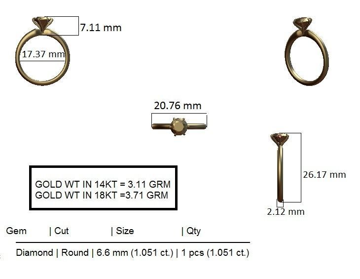 Solitaire ring model 3D print model_2
