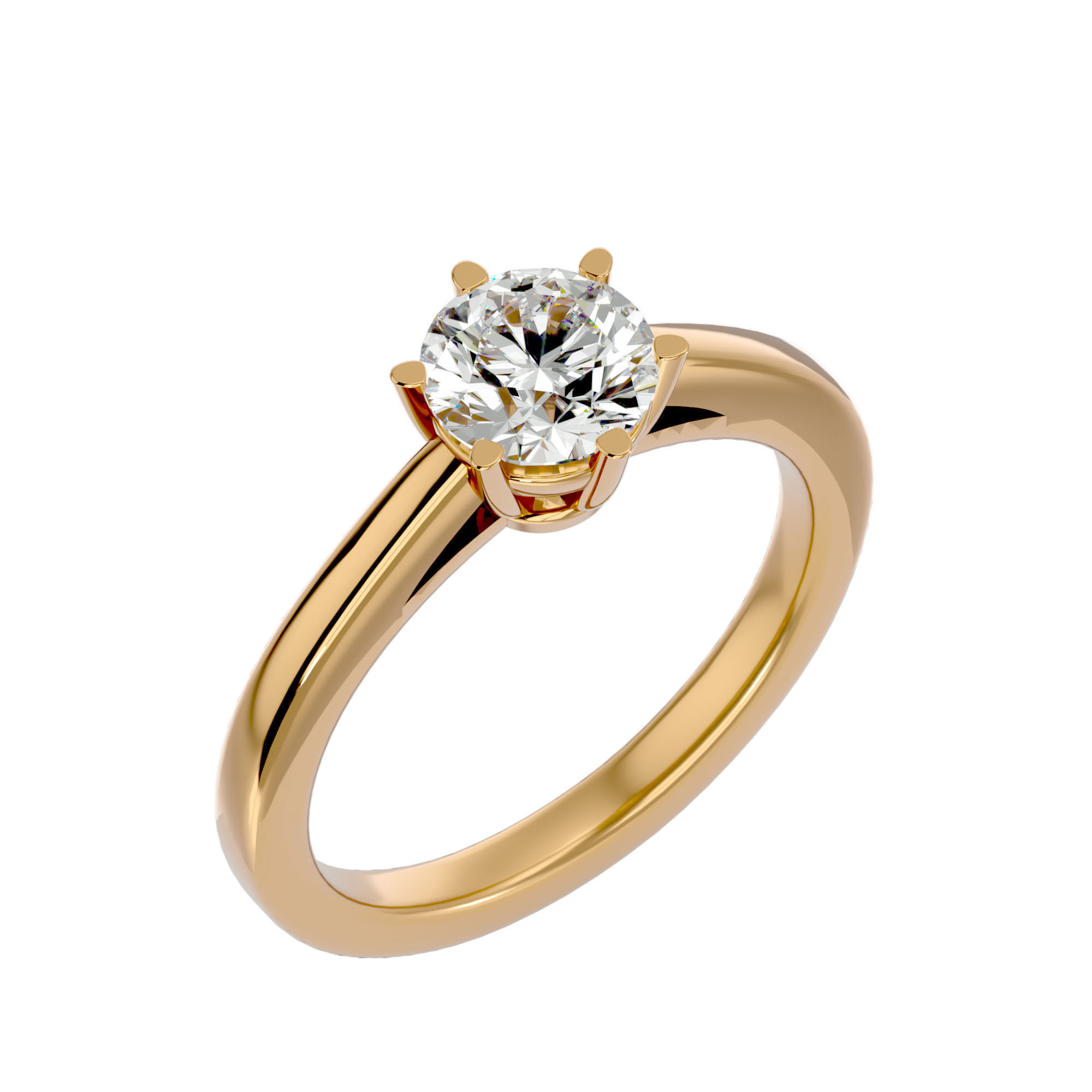 Solitaire ring model 3D print model_12