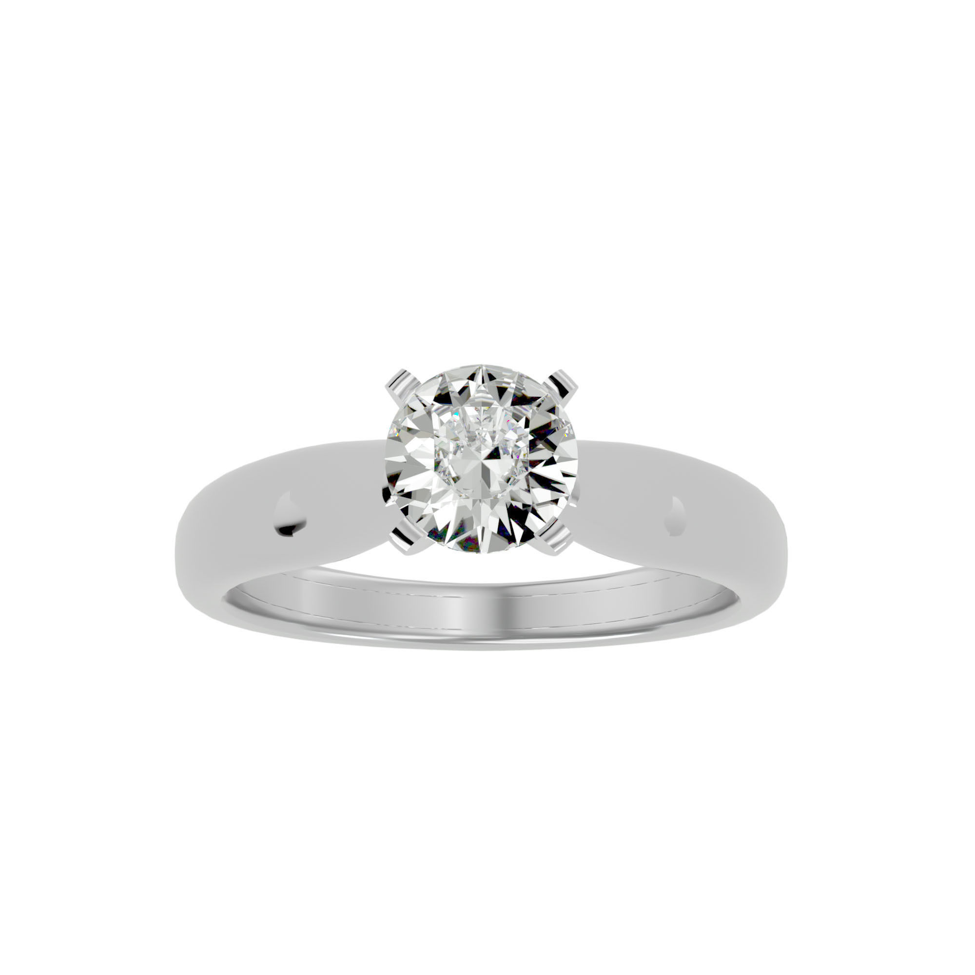 Solitaire ring model 3D print model_4