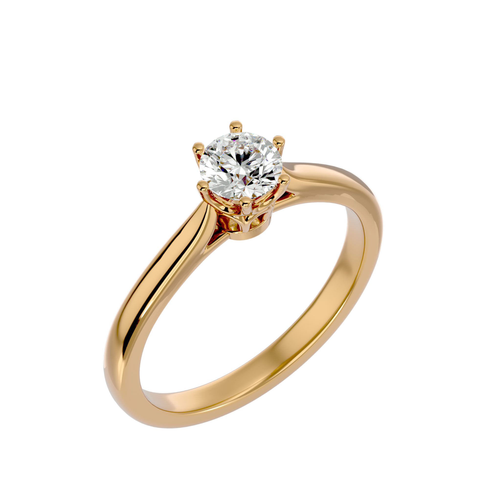 Solitaire ring model 3D print model_12