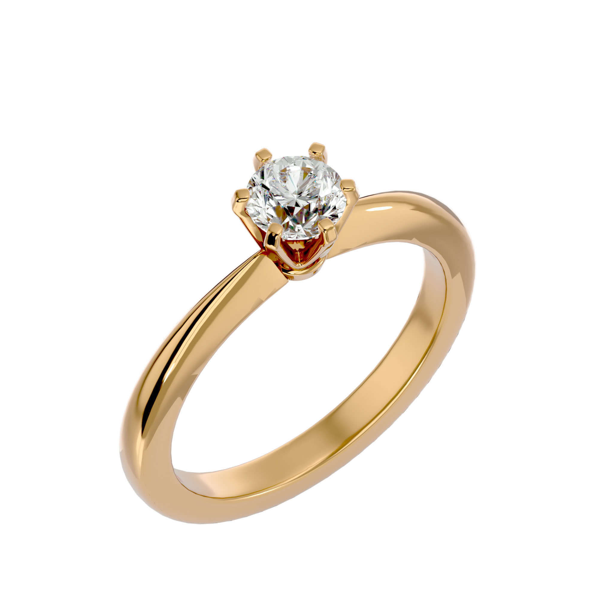 Solitaire ring model 3D print model_12