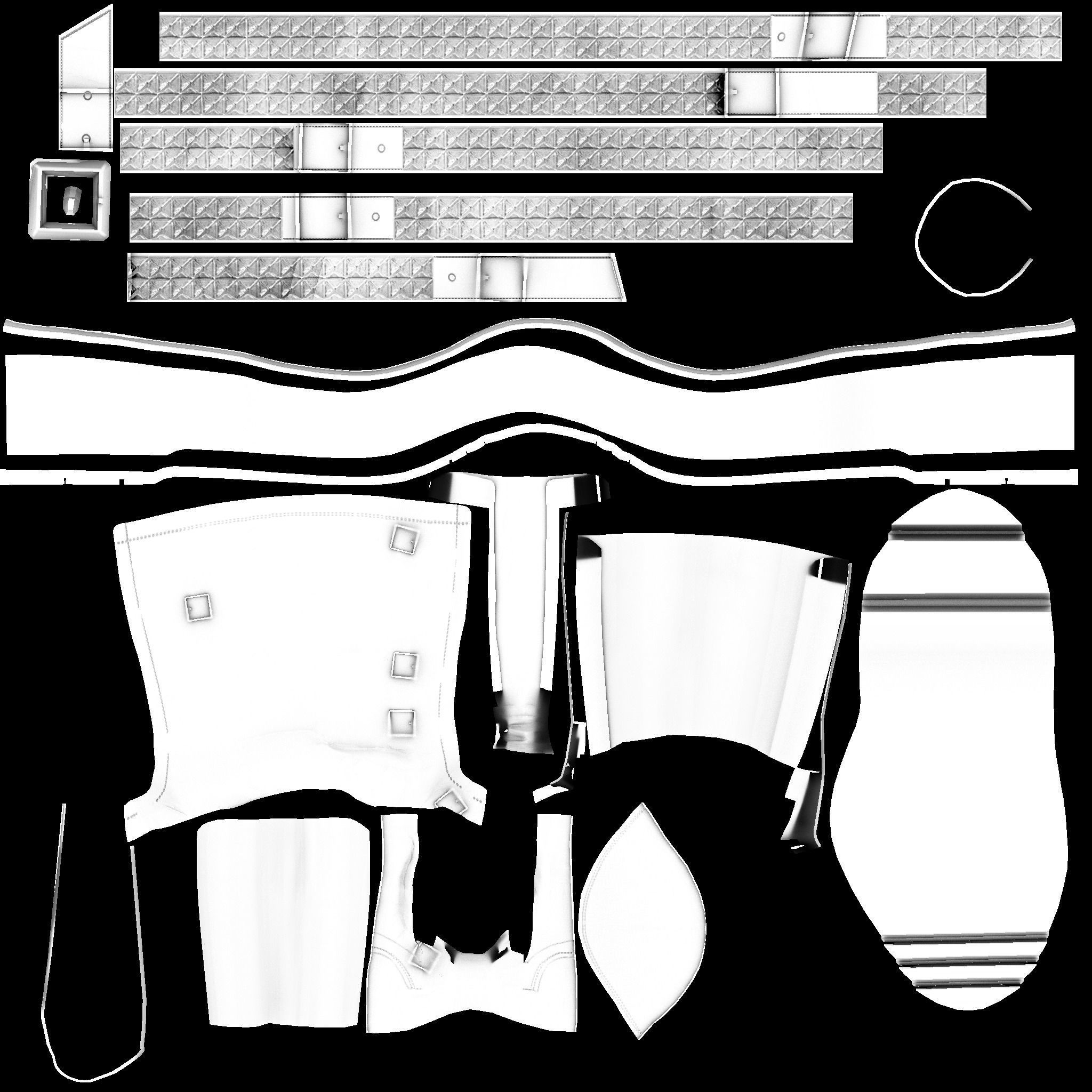 Black Mid Calf Platform Boots With Rivets Low-poly 3D model_12