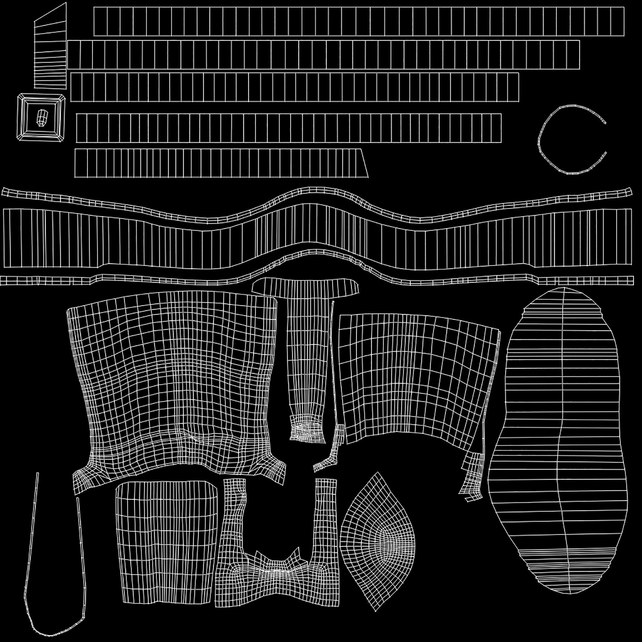 Black Mid Calf Platform Boots With Rivets Low-poly 3D model_13