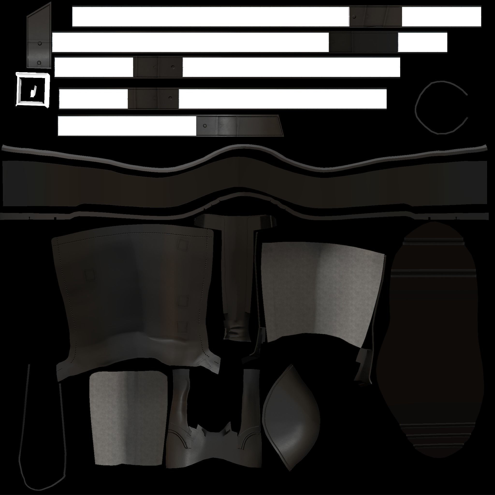 Black Mid Calf Platform Boots With Rivets Low-poly 3D model_11