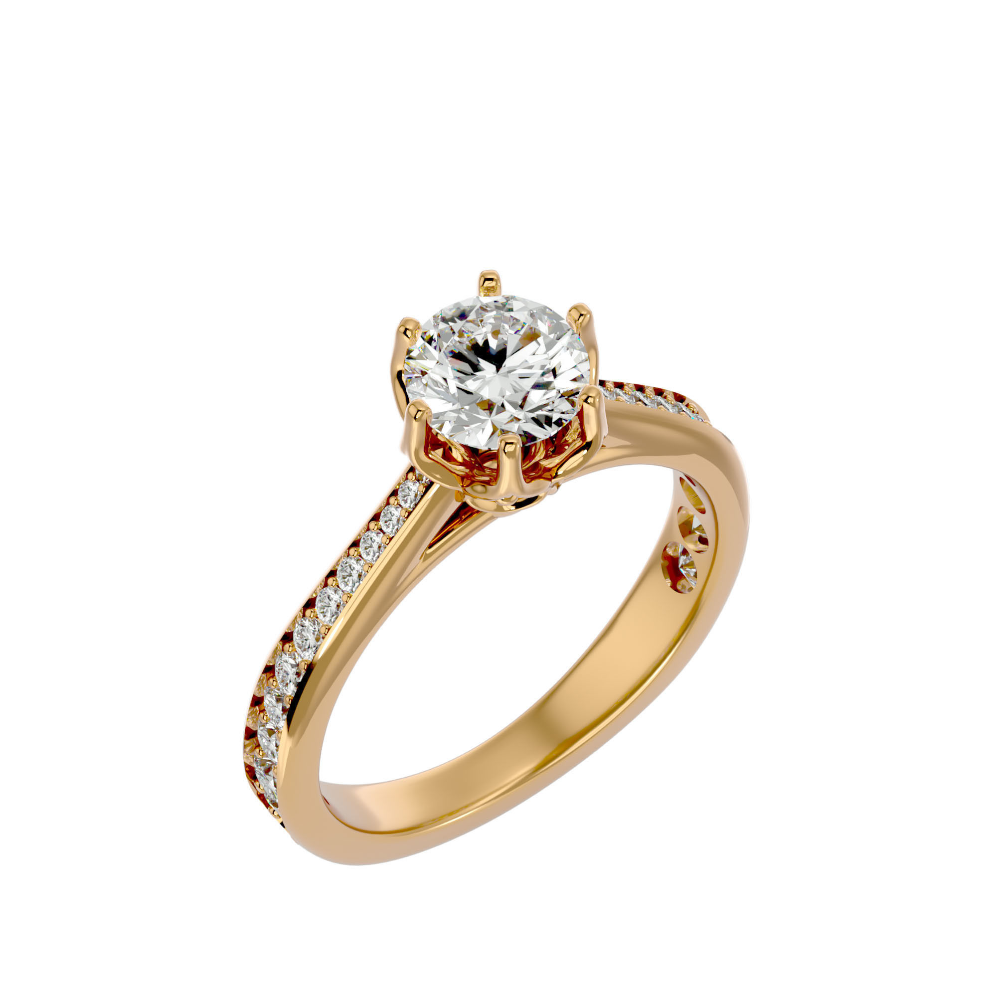 Solitaire ring model 3D print model_12