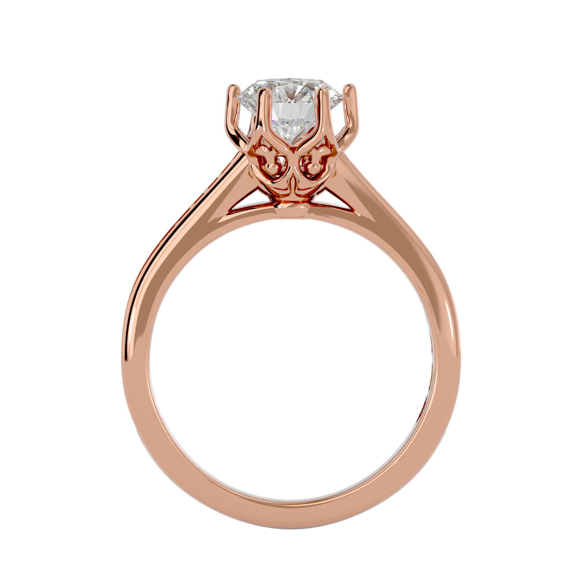 Solitaire ring model 3D print model_7