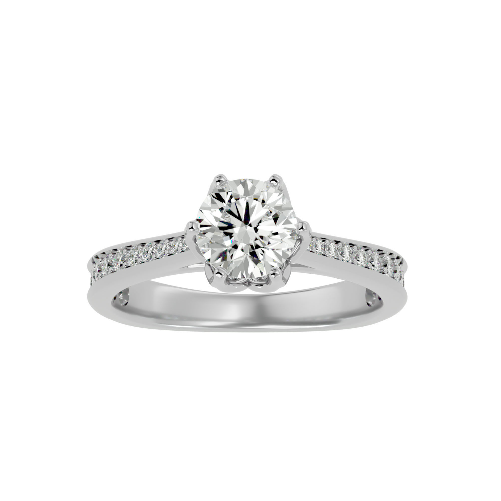 Solitaire ring model 3D print model_4