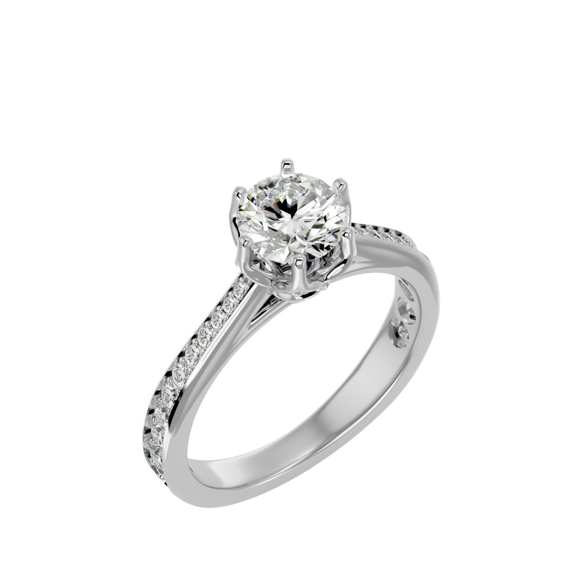 Solitaire ring model 3D print model_11