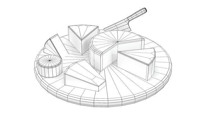 Cheese Plate Low-poly 3D model 6