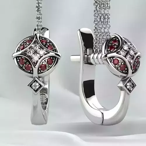 Ruby Gems Fashion Gold Earrings