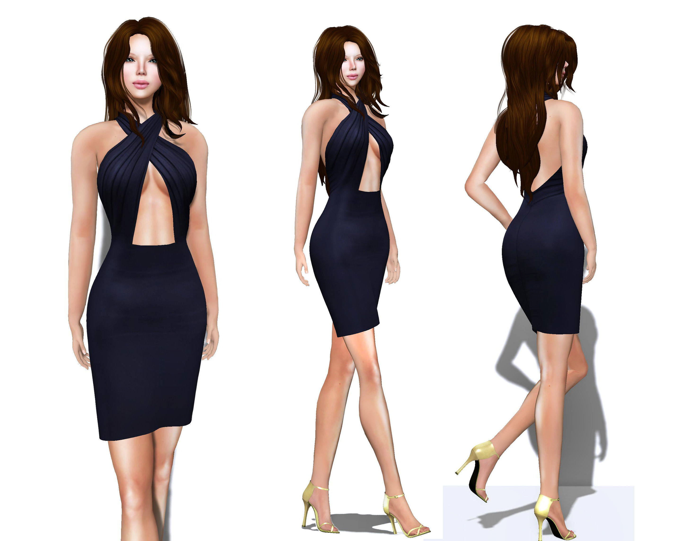 Candice Dress Low-poly 3D model_2