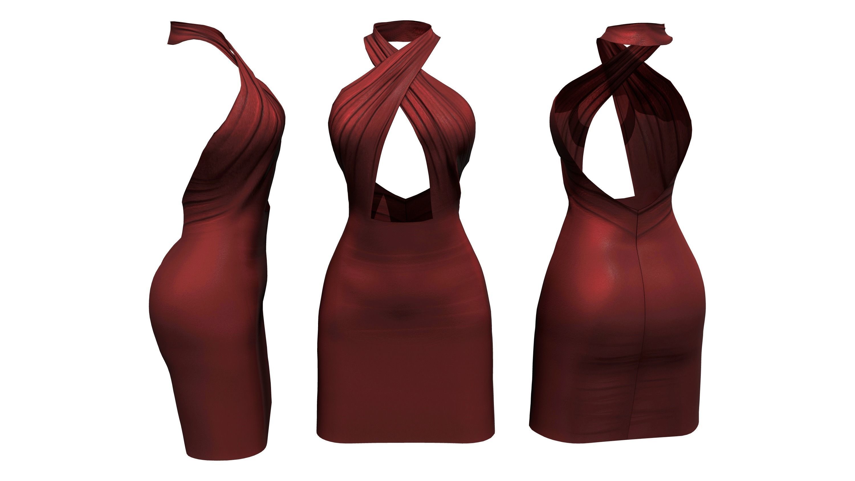 Candice Dress Low-poly 3D model_4