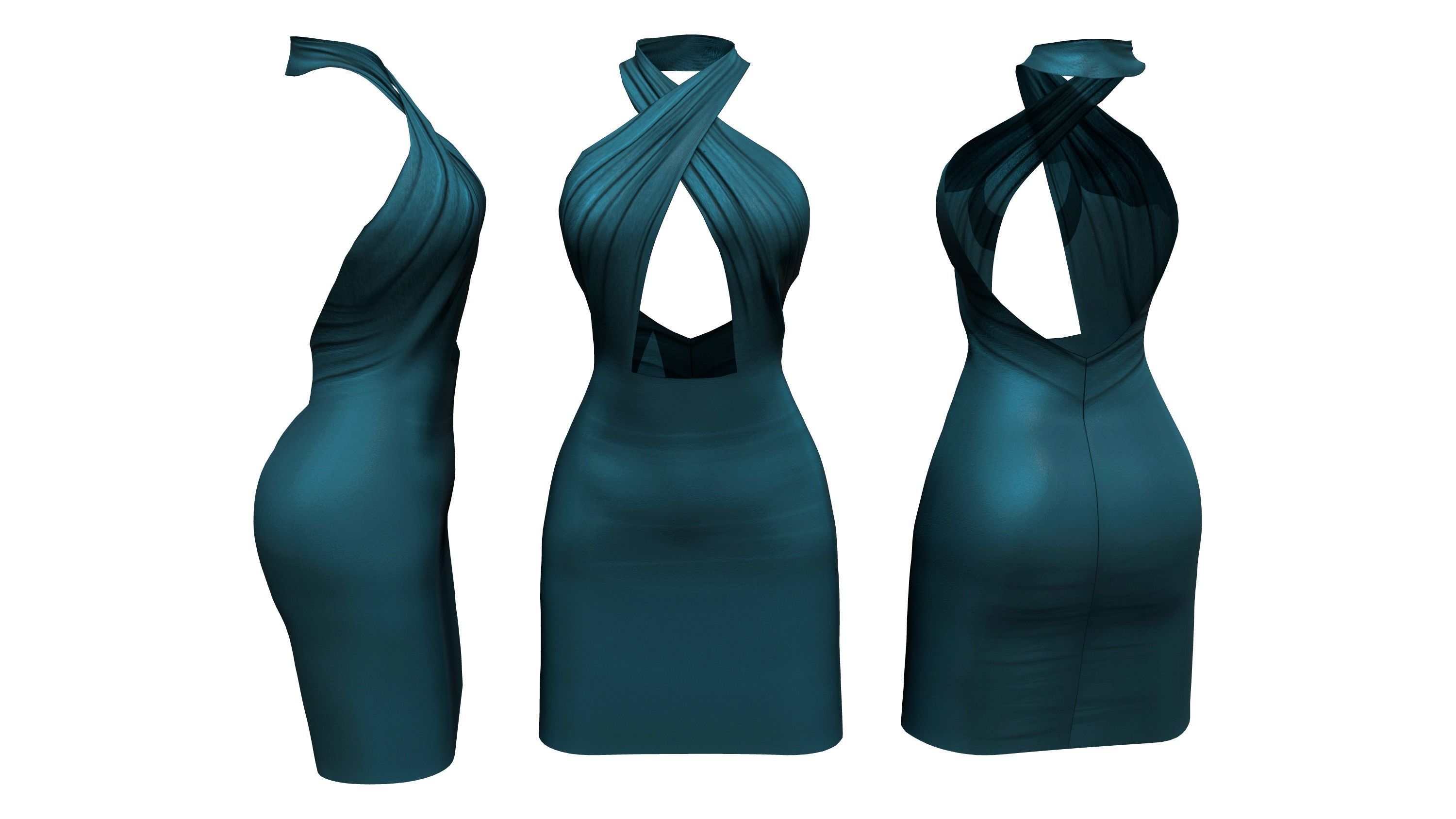 Candice Dress Low-poly 3D model_3
