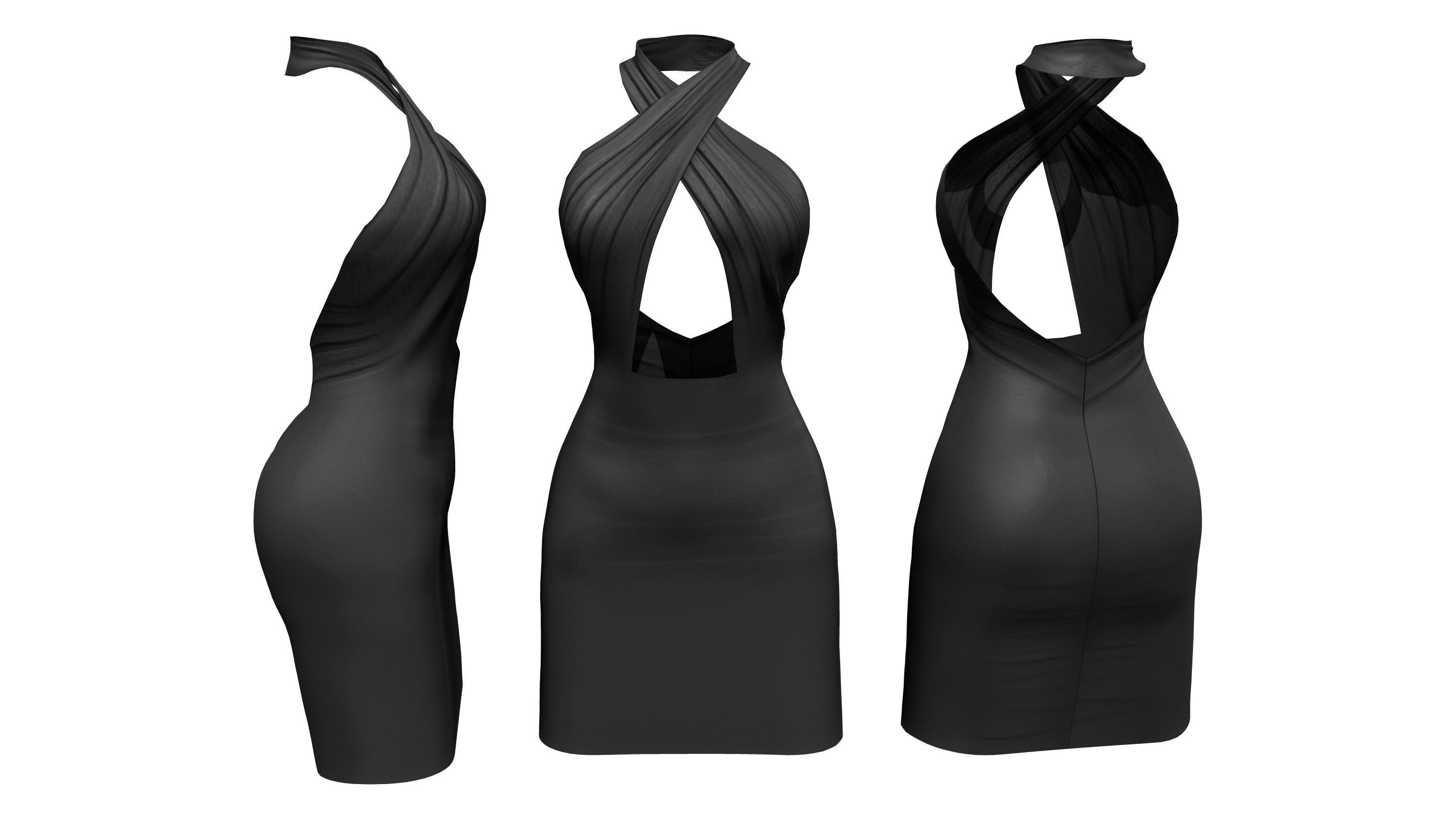 Candice Dress Low-poly 3D model_5