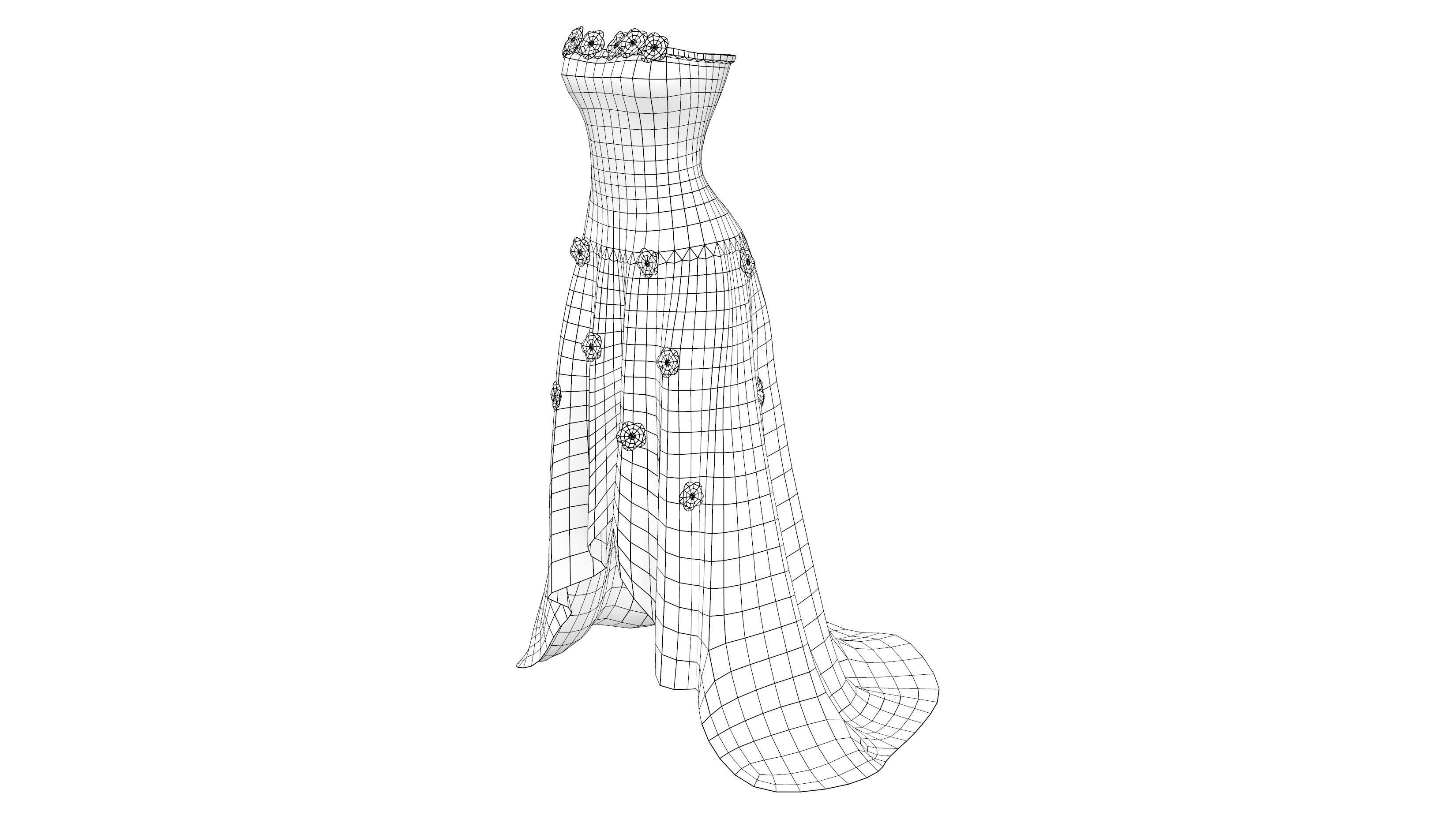 Butterfly Dress Low-poly 3D model_7